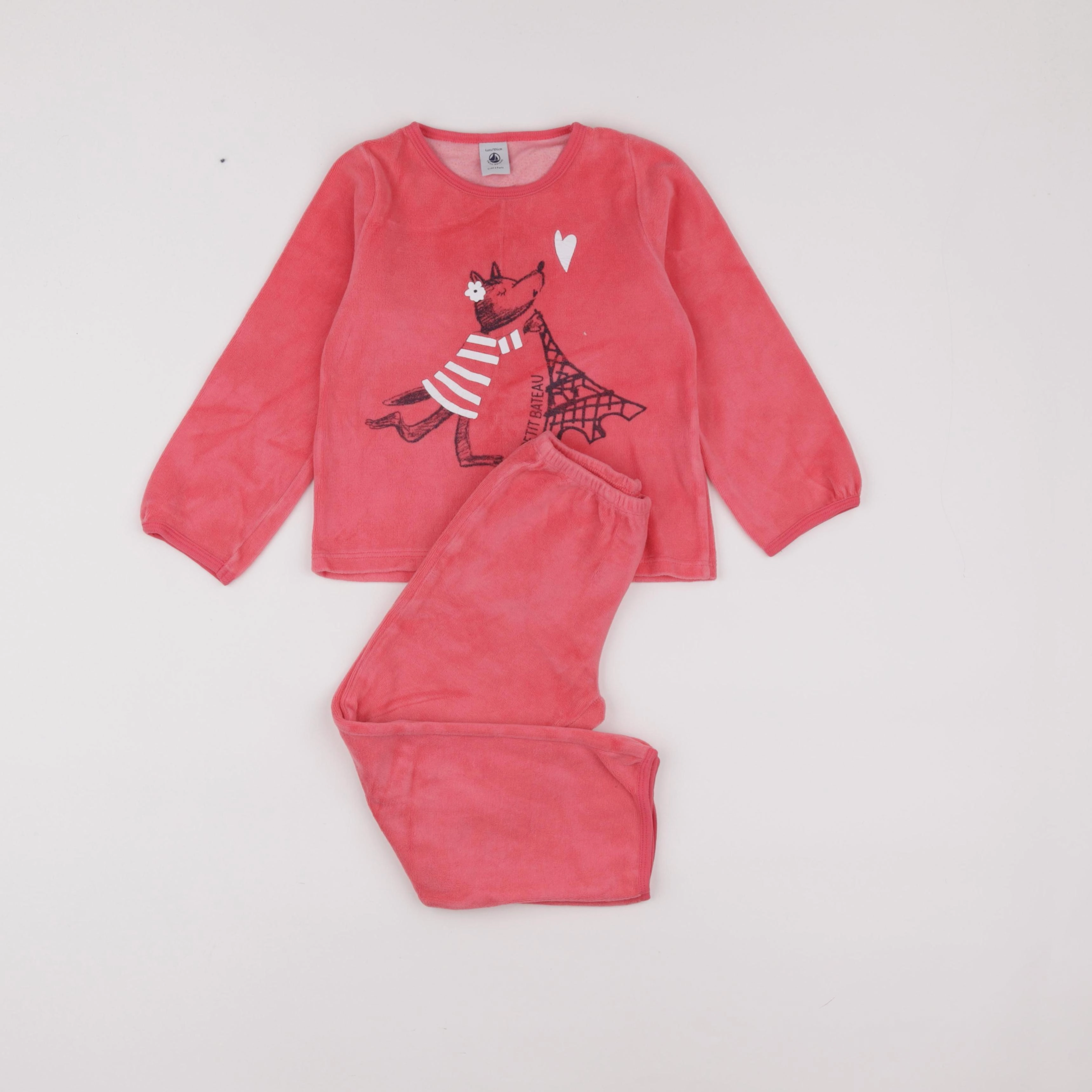 Petit Bateau - pyjama velours rose - 4 ans
