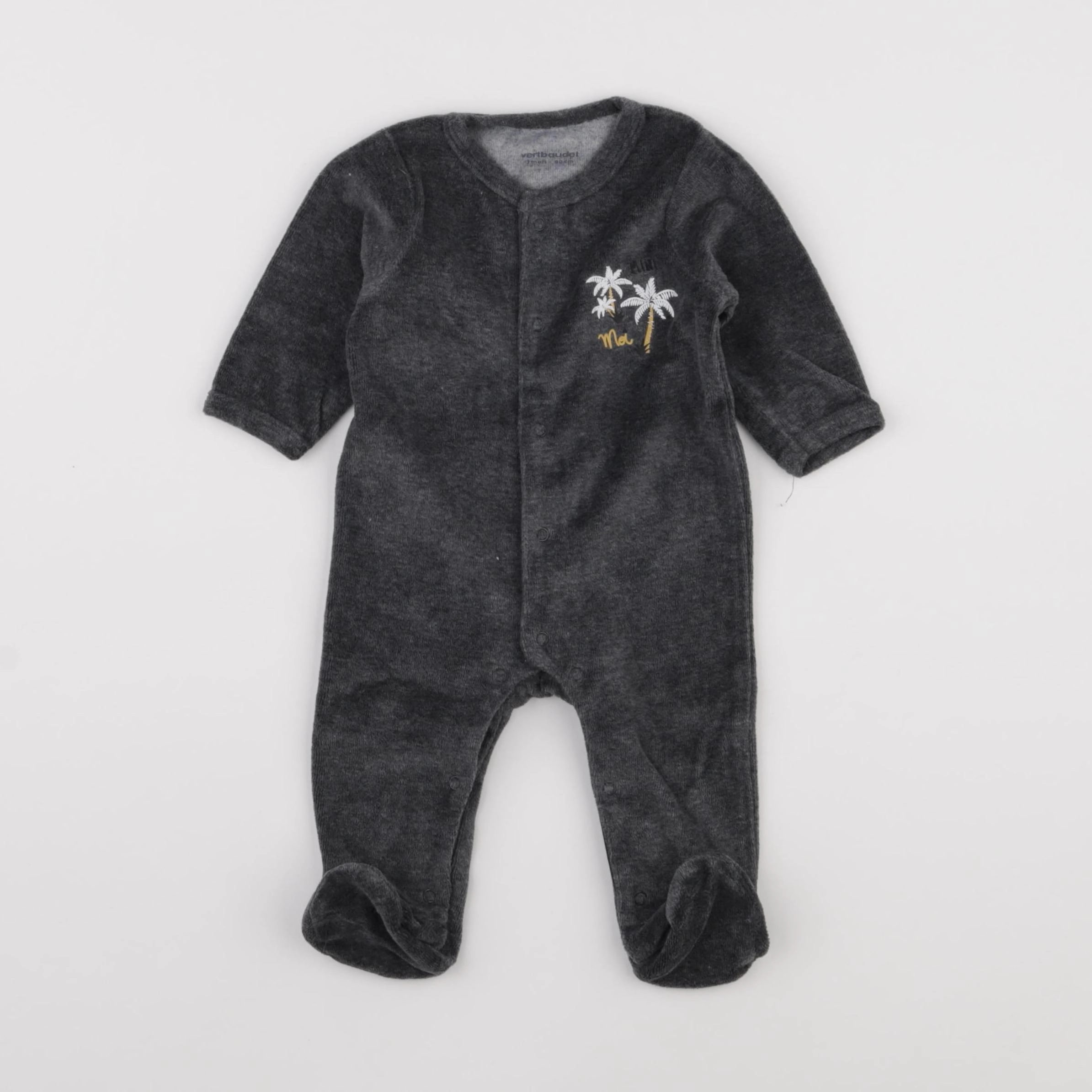 Vertbaudet - pyjama velours gris - 3 mois