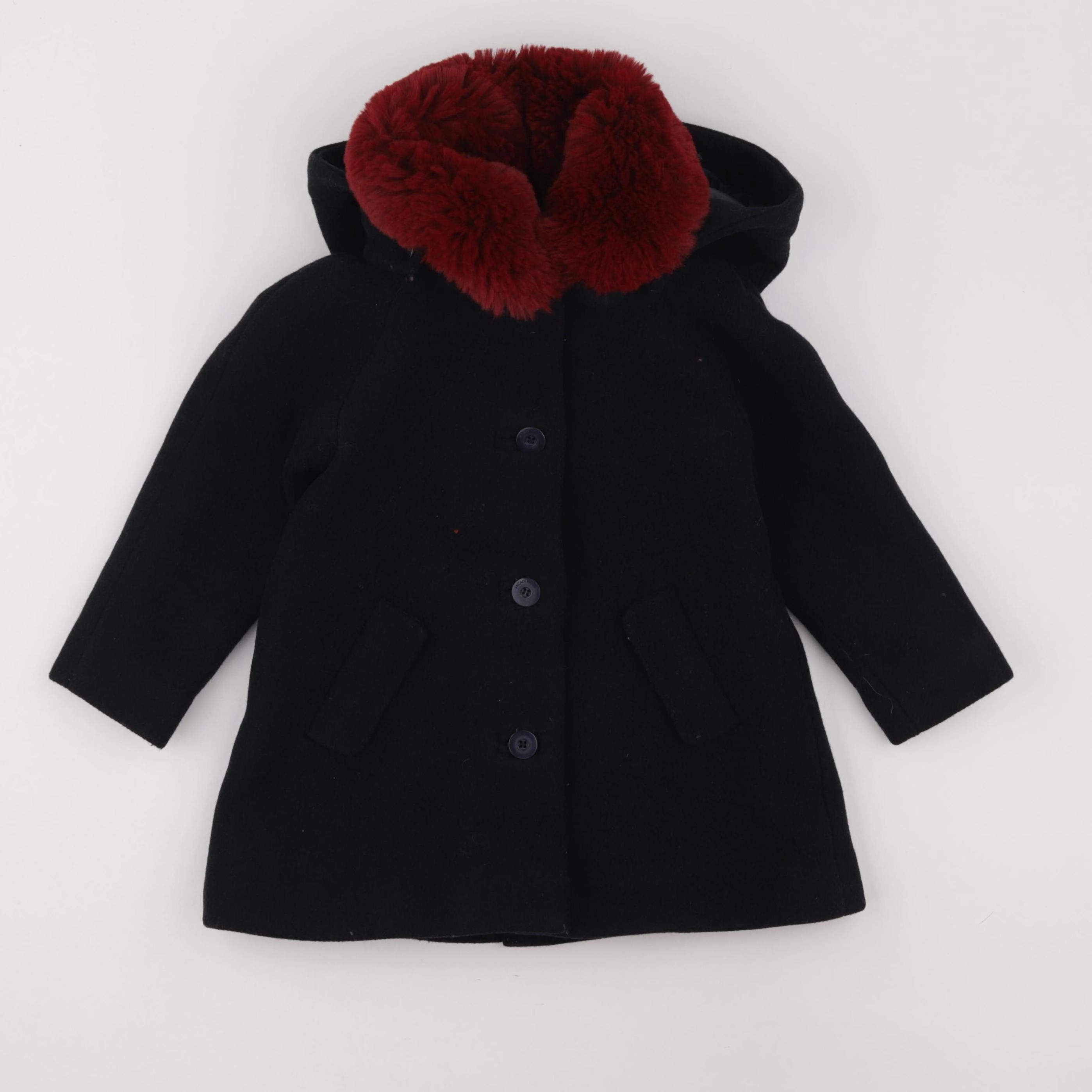 Jacadi - manteau bleu  (col amovible)- 3 ans