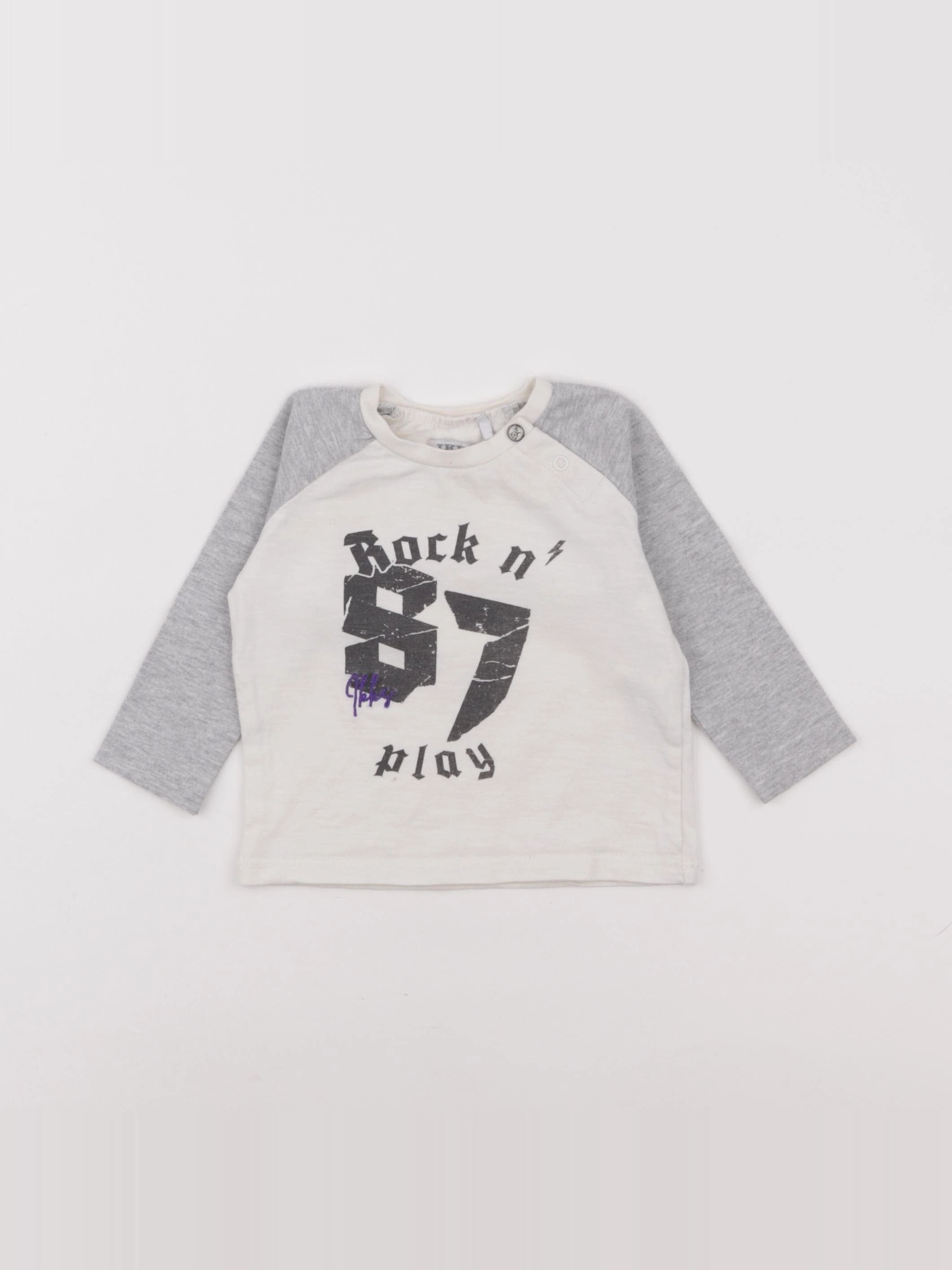 IKKS - tee-shirt blanc, gris - 6 mois