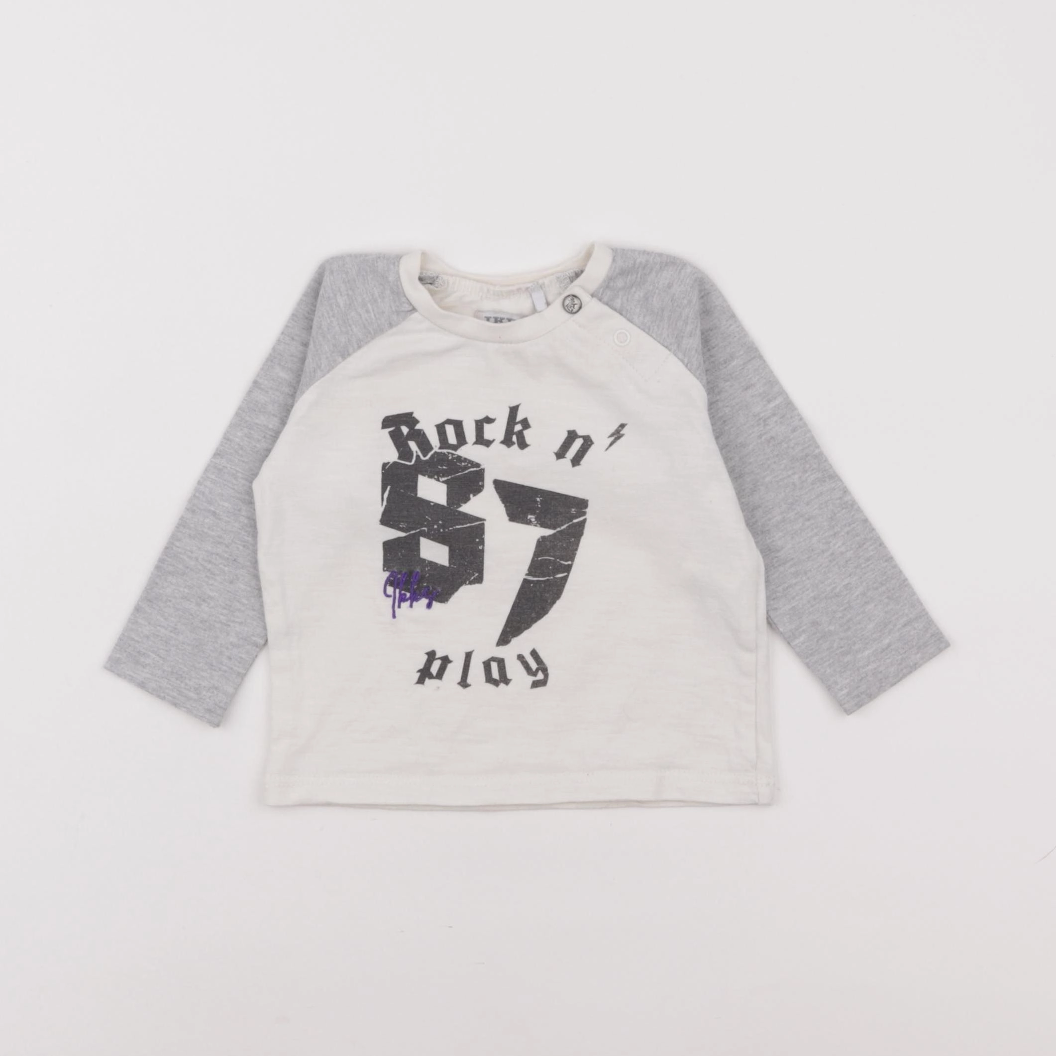 IKKS - tee-shirt blanc, gris - 6 mois