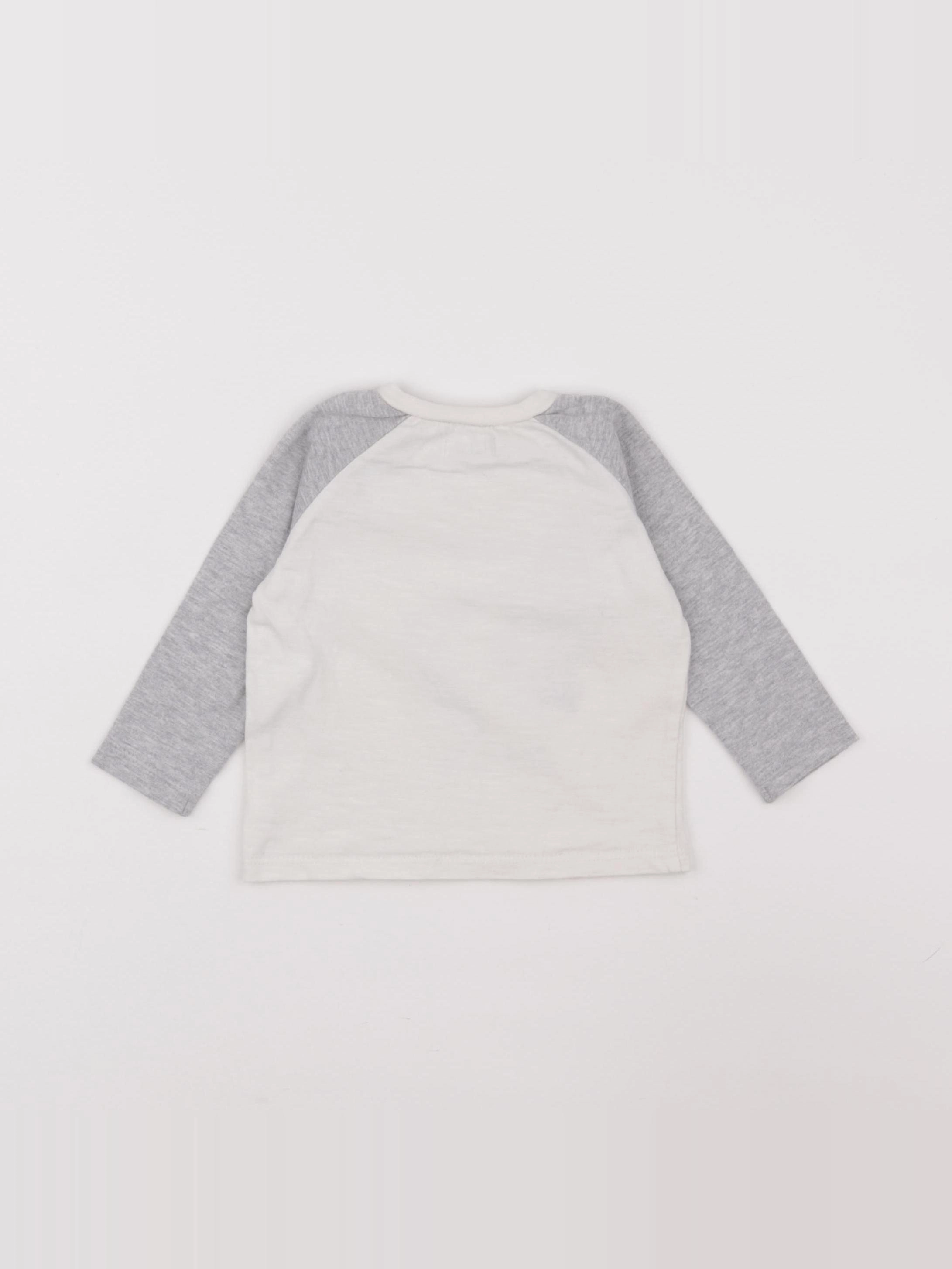 IKKS - tee-shirt blanc, gris - 6 mois