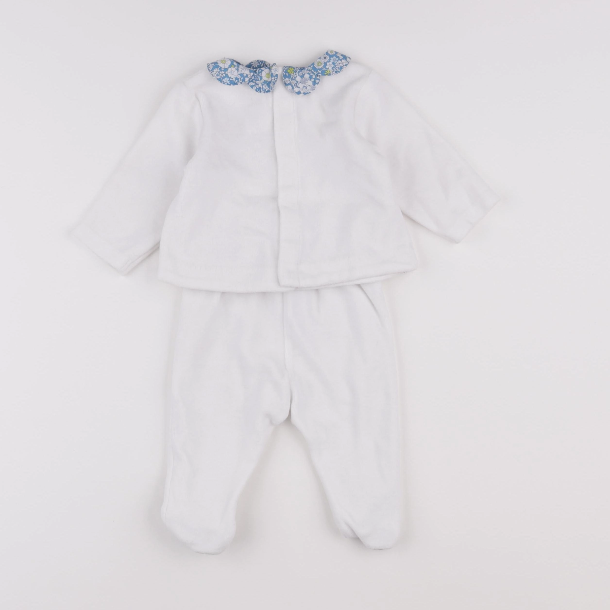 Jacadi - pyjama velours bleu, blanc - 6 mois