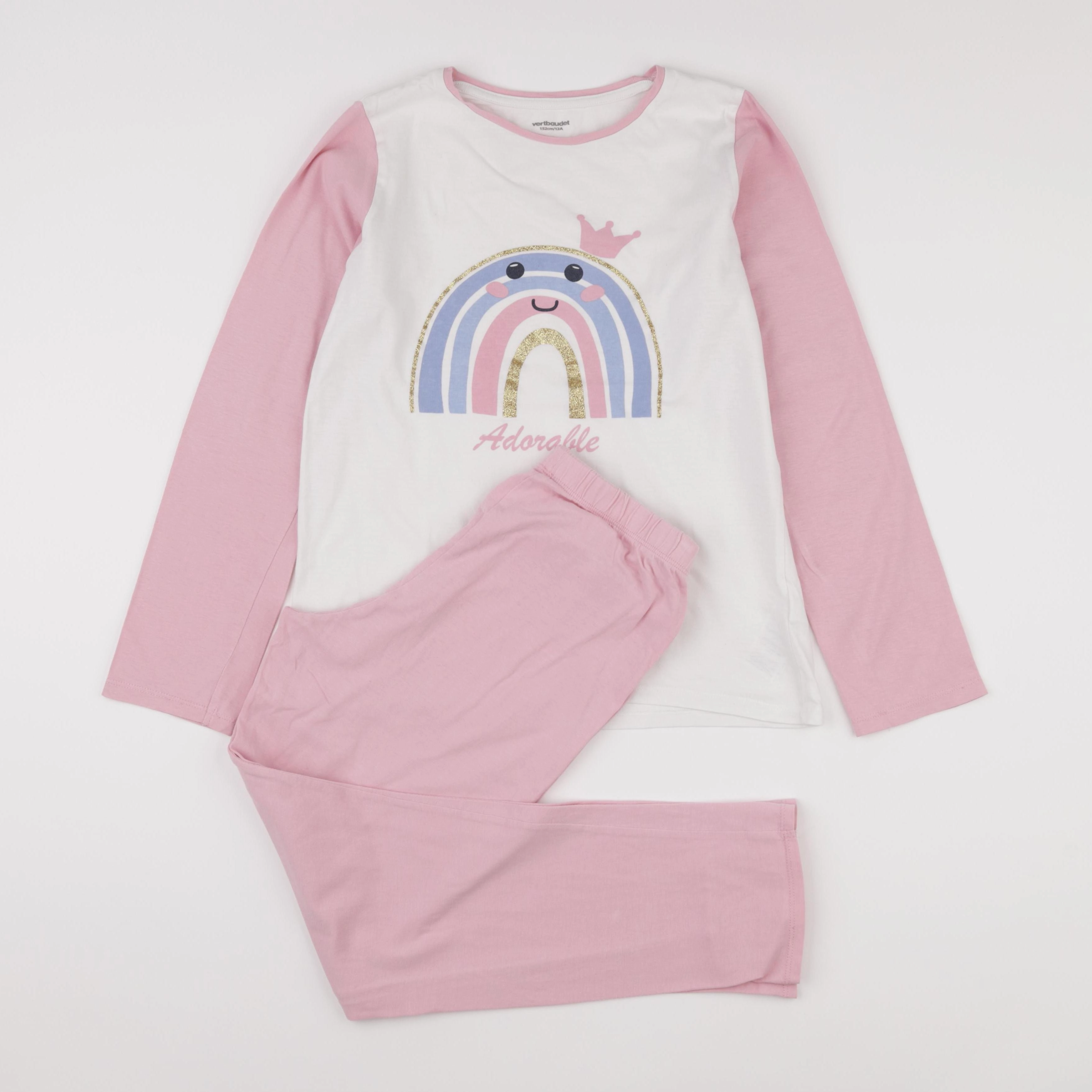 Vertbaudet - pyjama coton rose - 12 ans
