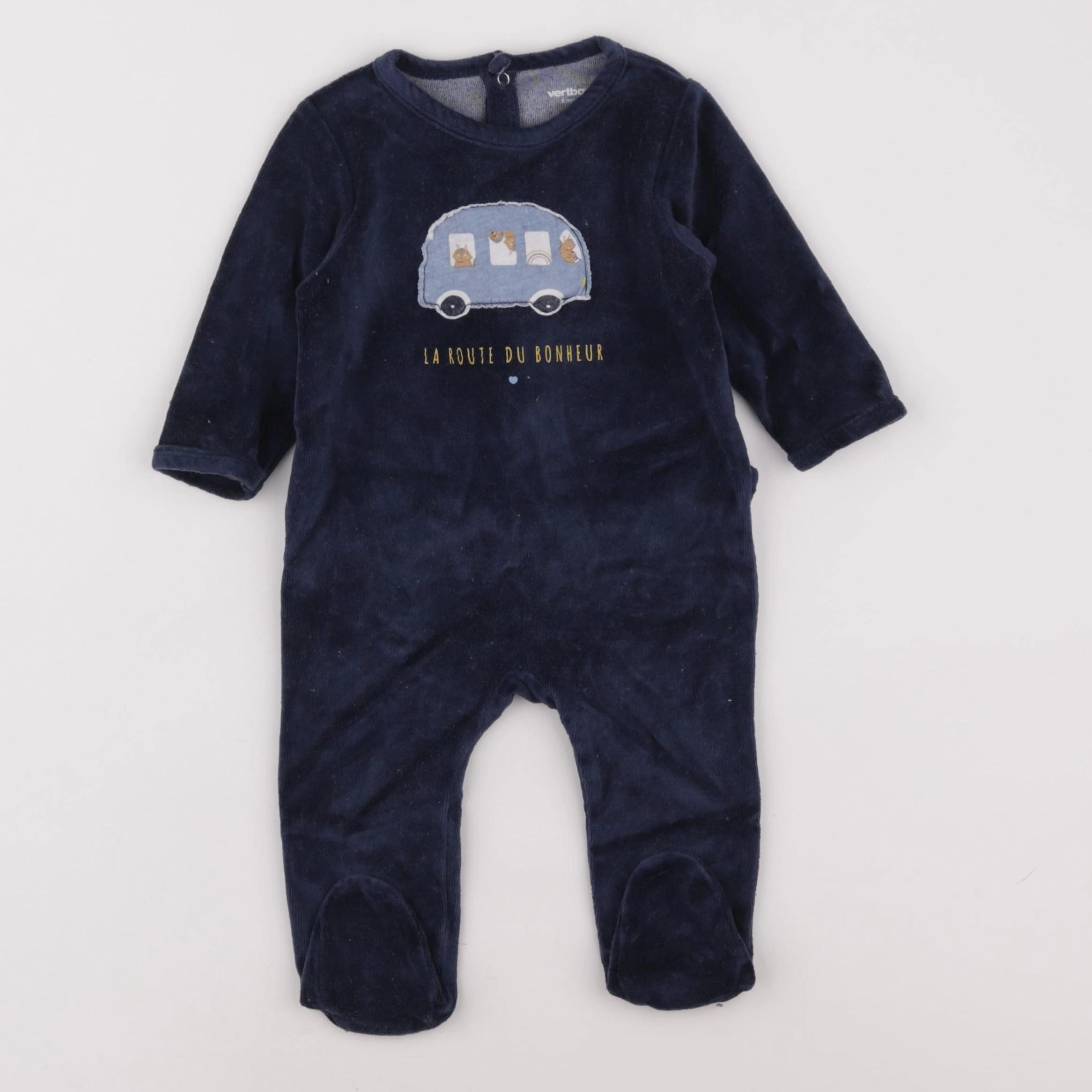 Vertbaudet - pyjama velours bleu - 6 mois