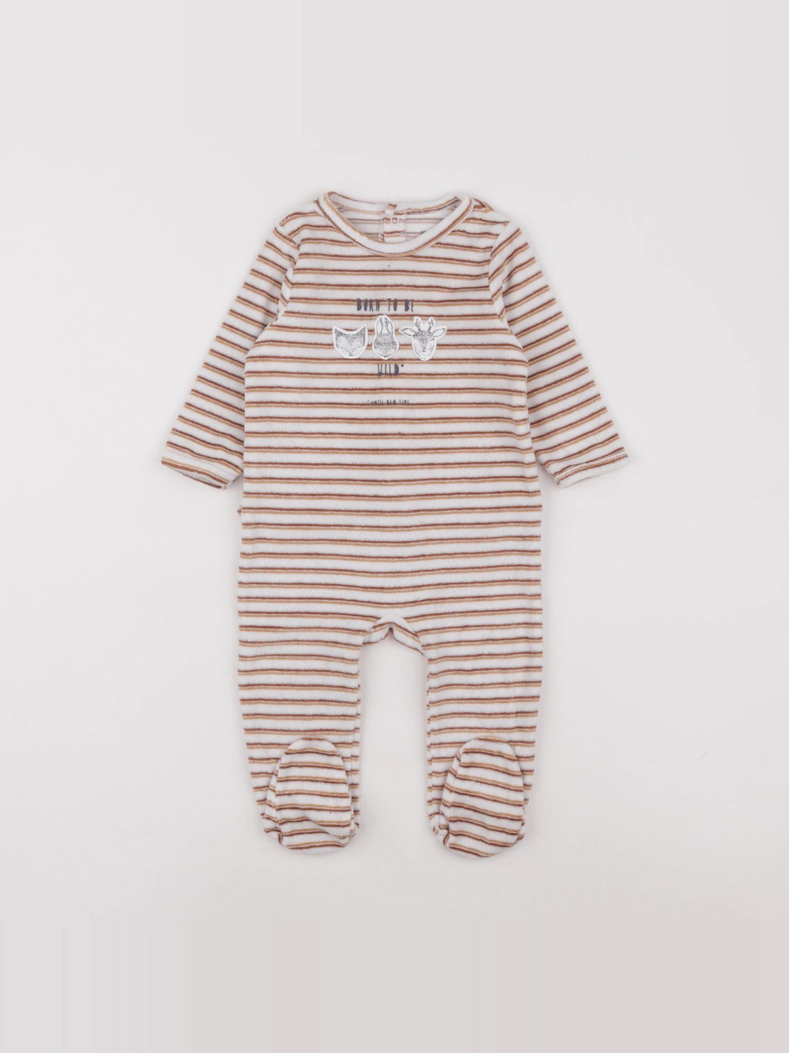 Vertbaudet - pyjama velours blanc - 9 mois