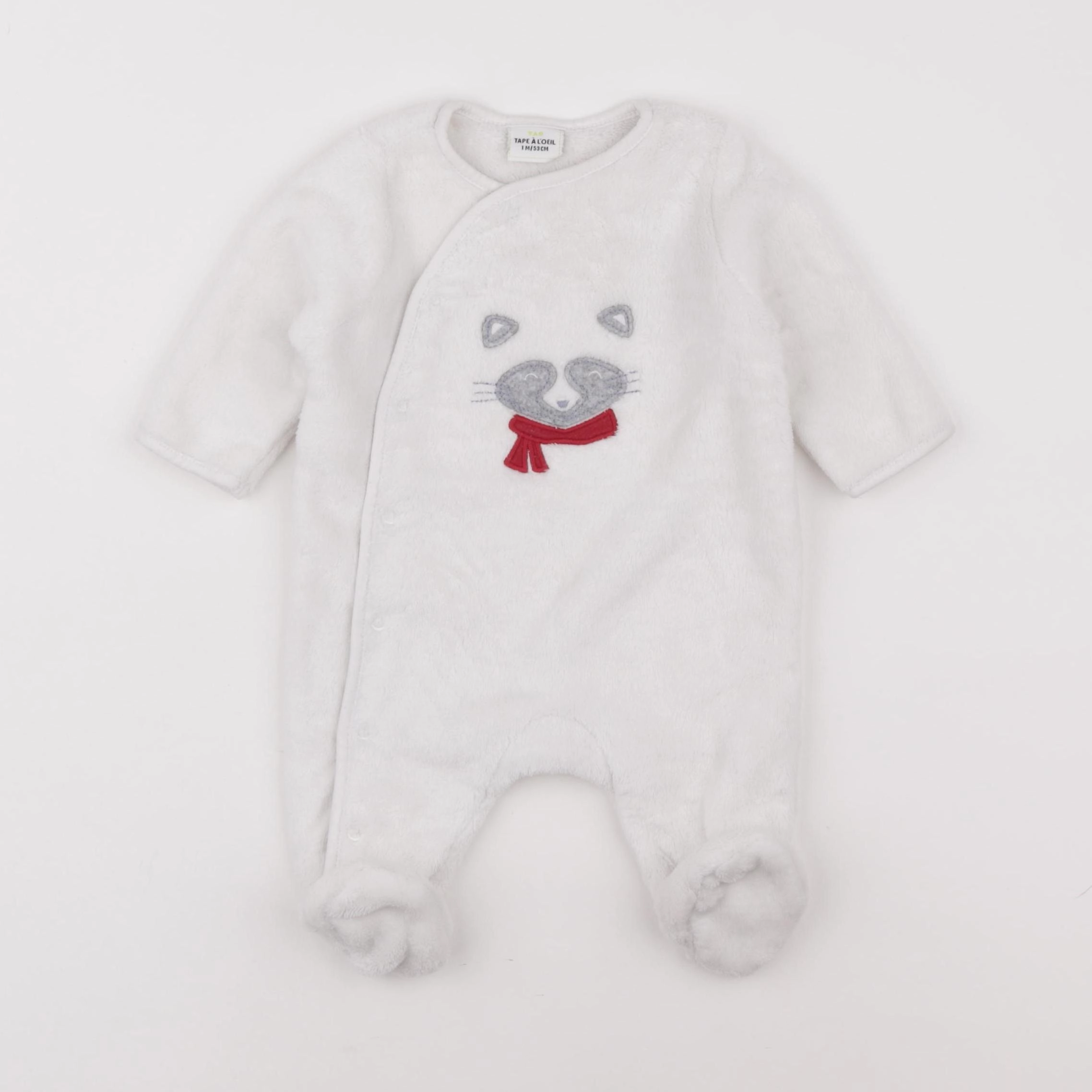 Tape à l'oeil - pyjama velours blanc - 1 mois