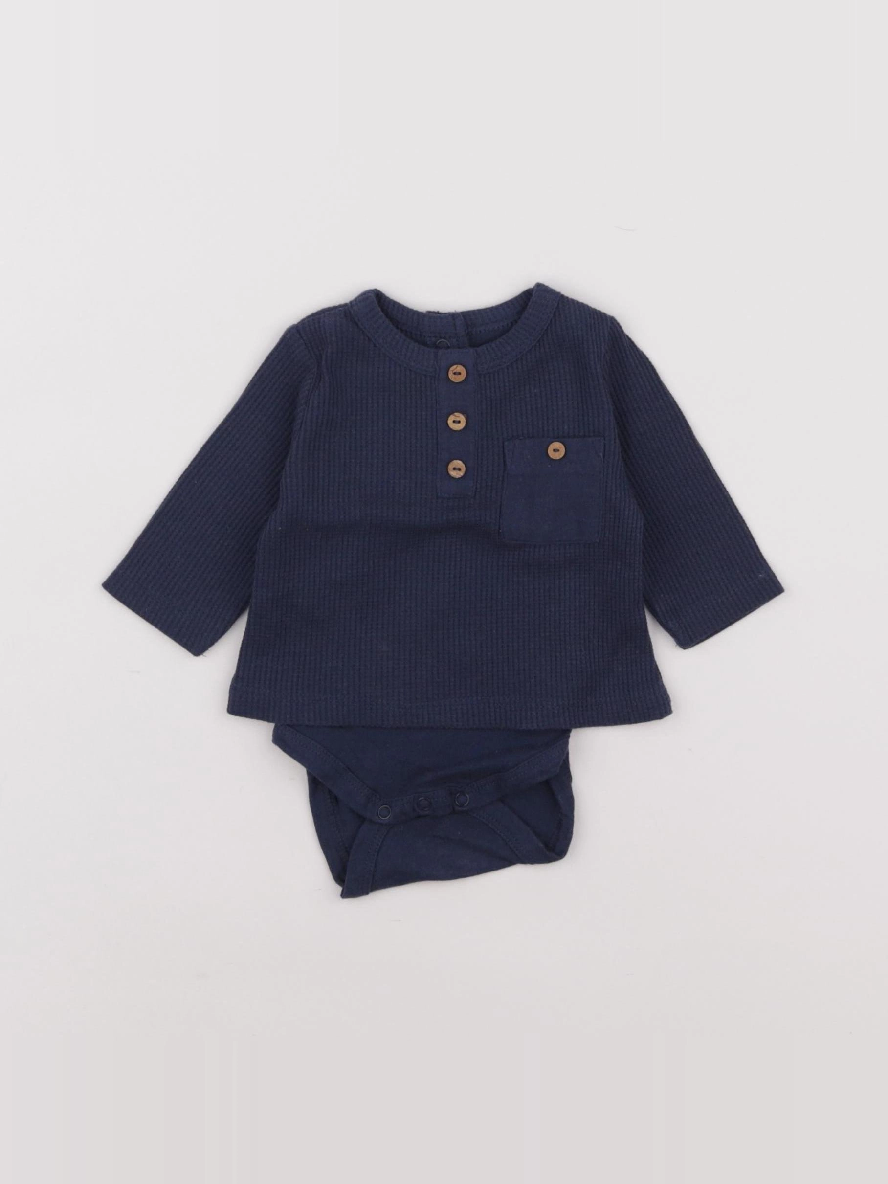 Vertbaudet - body tee-shirt bleu - 1 mois