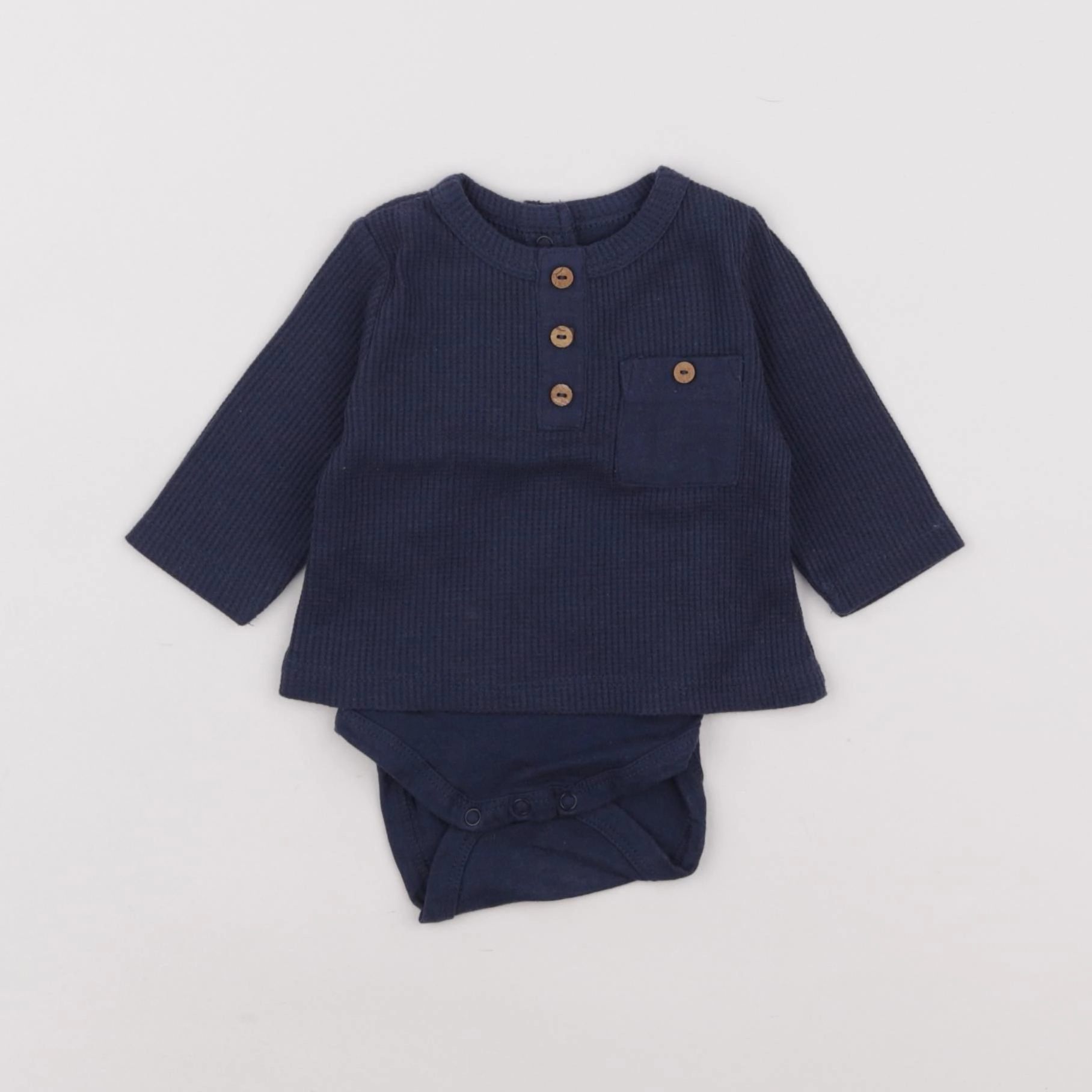 Vertbaudet - body tee-shirt bleu - 1 mois