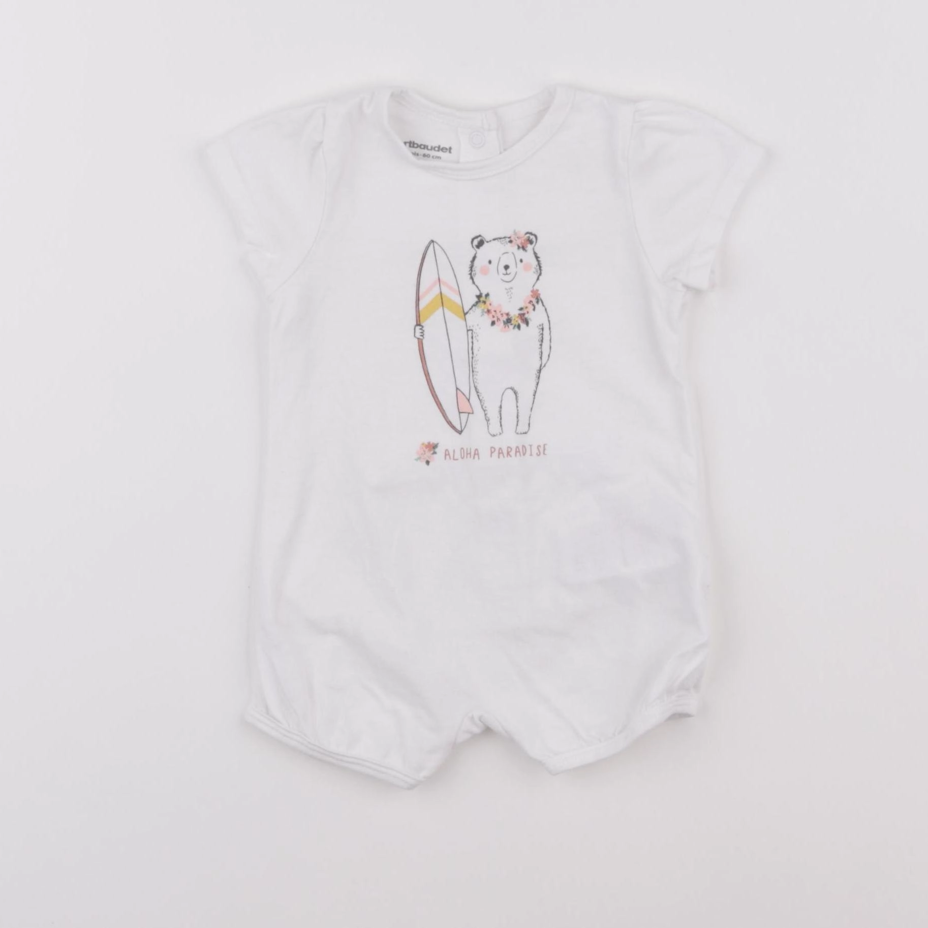 Vertbaudet - pyjama coton blanc - 3 mois