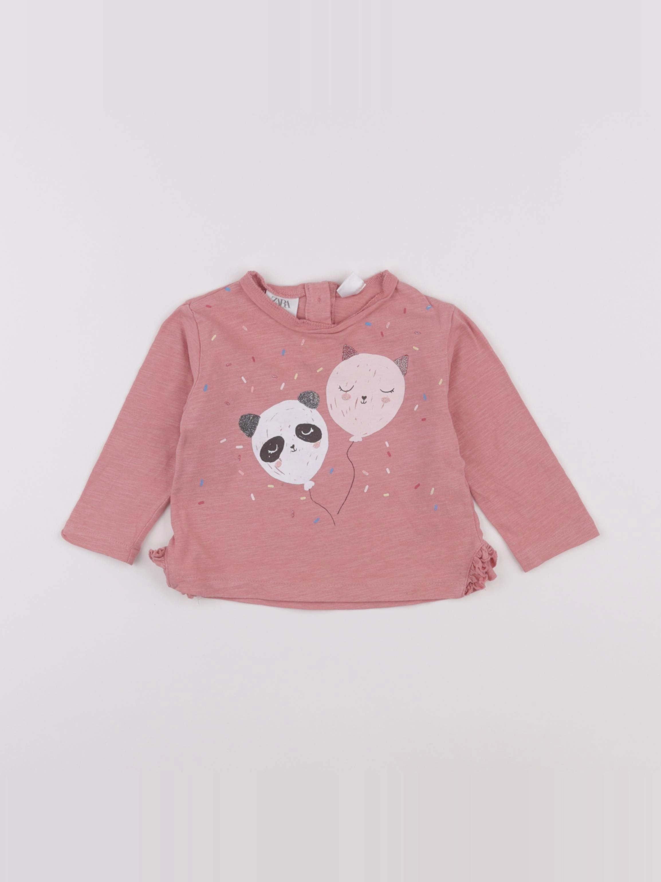 Zara - tee-shirt rose - 6/9 mois