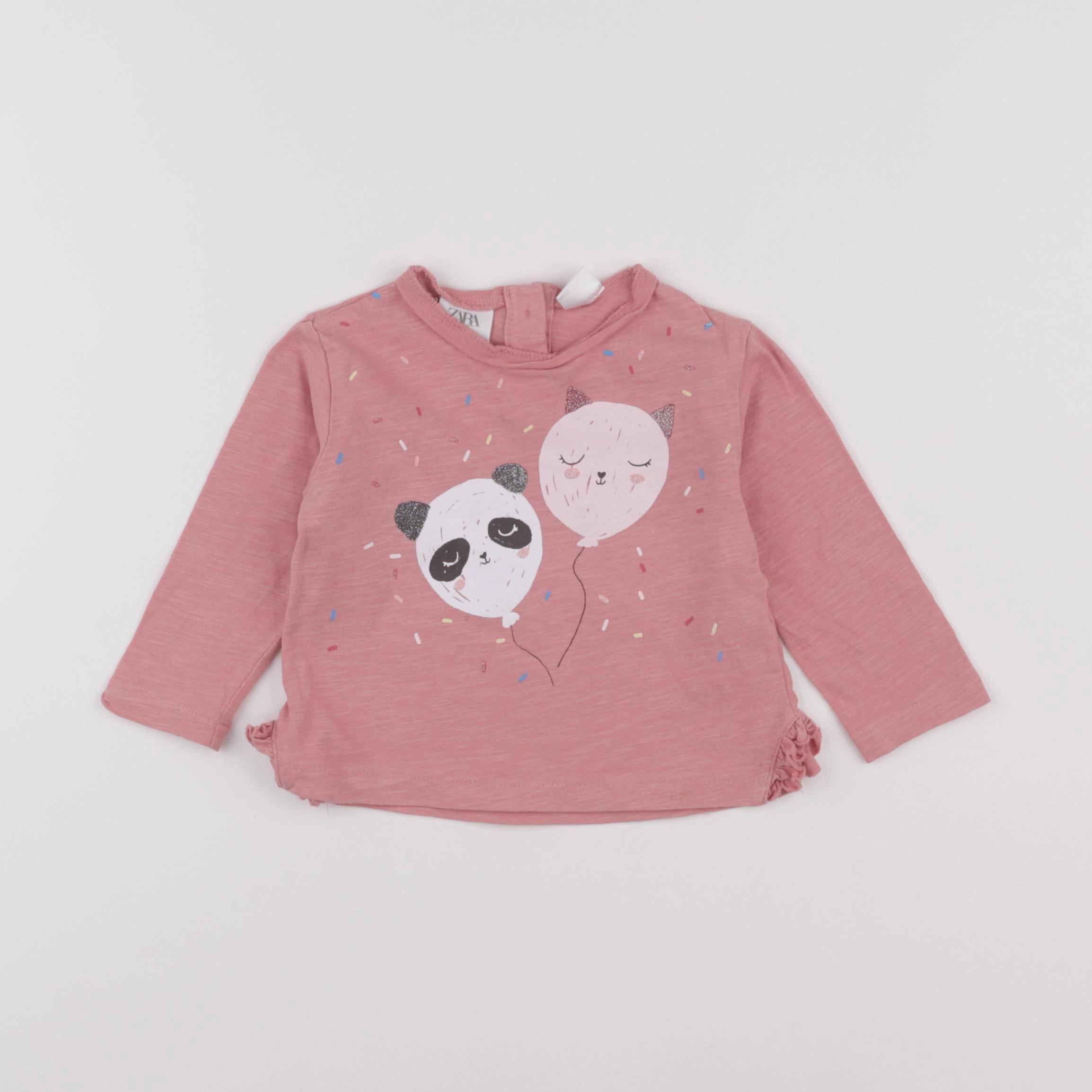 Zara - tee-shirt rose - 6/9 mois