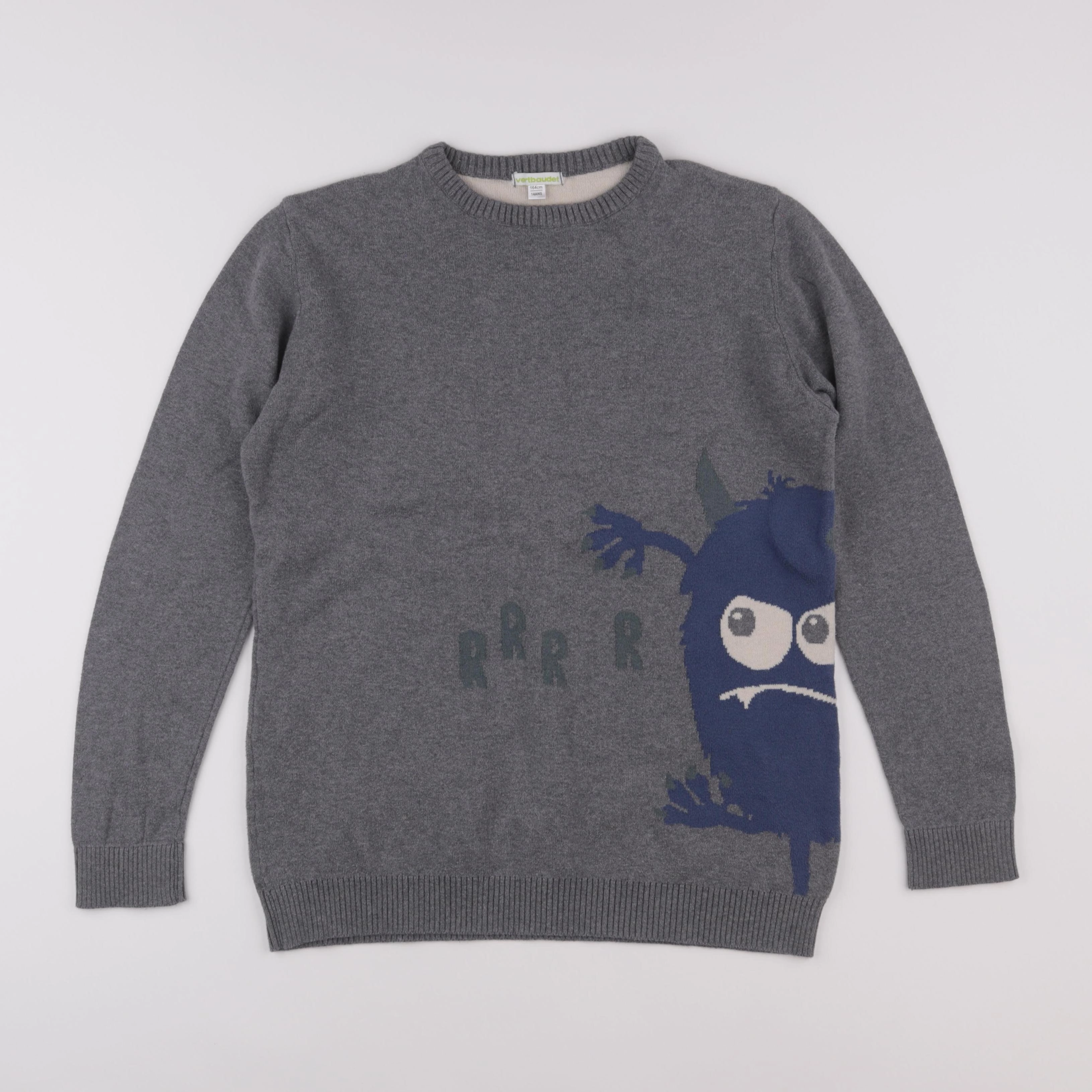 Vertbaudet - pull gris - 14 ans