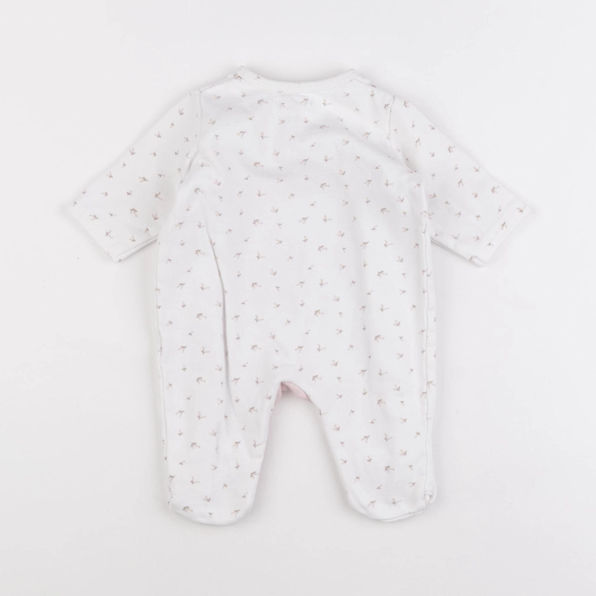 Vertbaudet - pyjama coton blanc, rose - 3 mois
