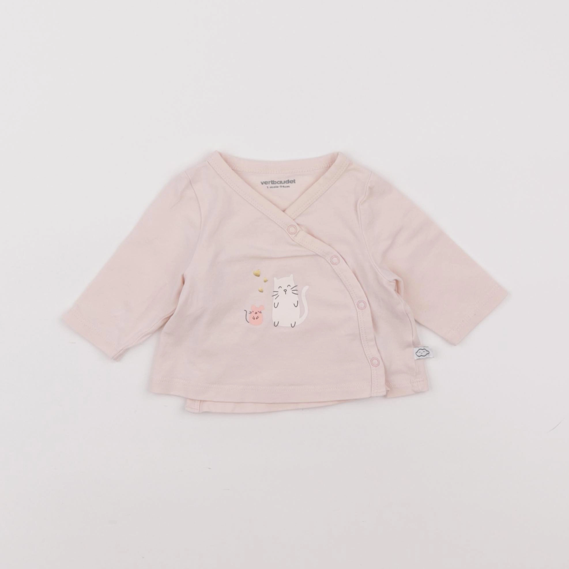 Vertbaudet - tee-shirt rose - 1 mois