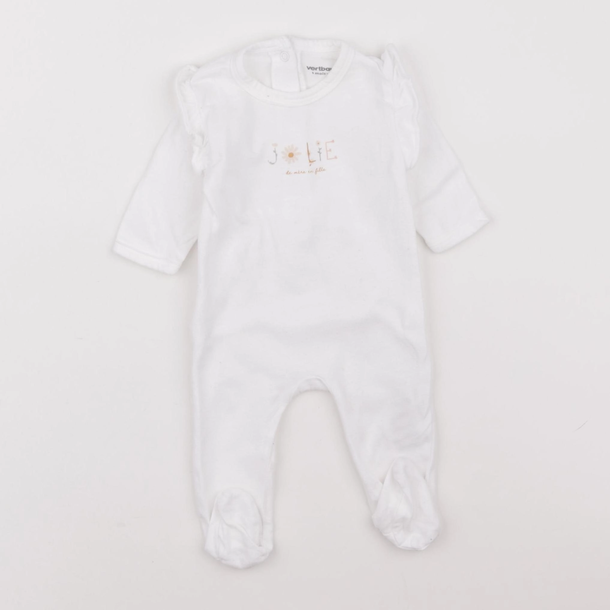 Vertbaudet - pyjama coton blanc - 1 mois