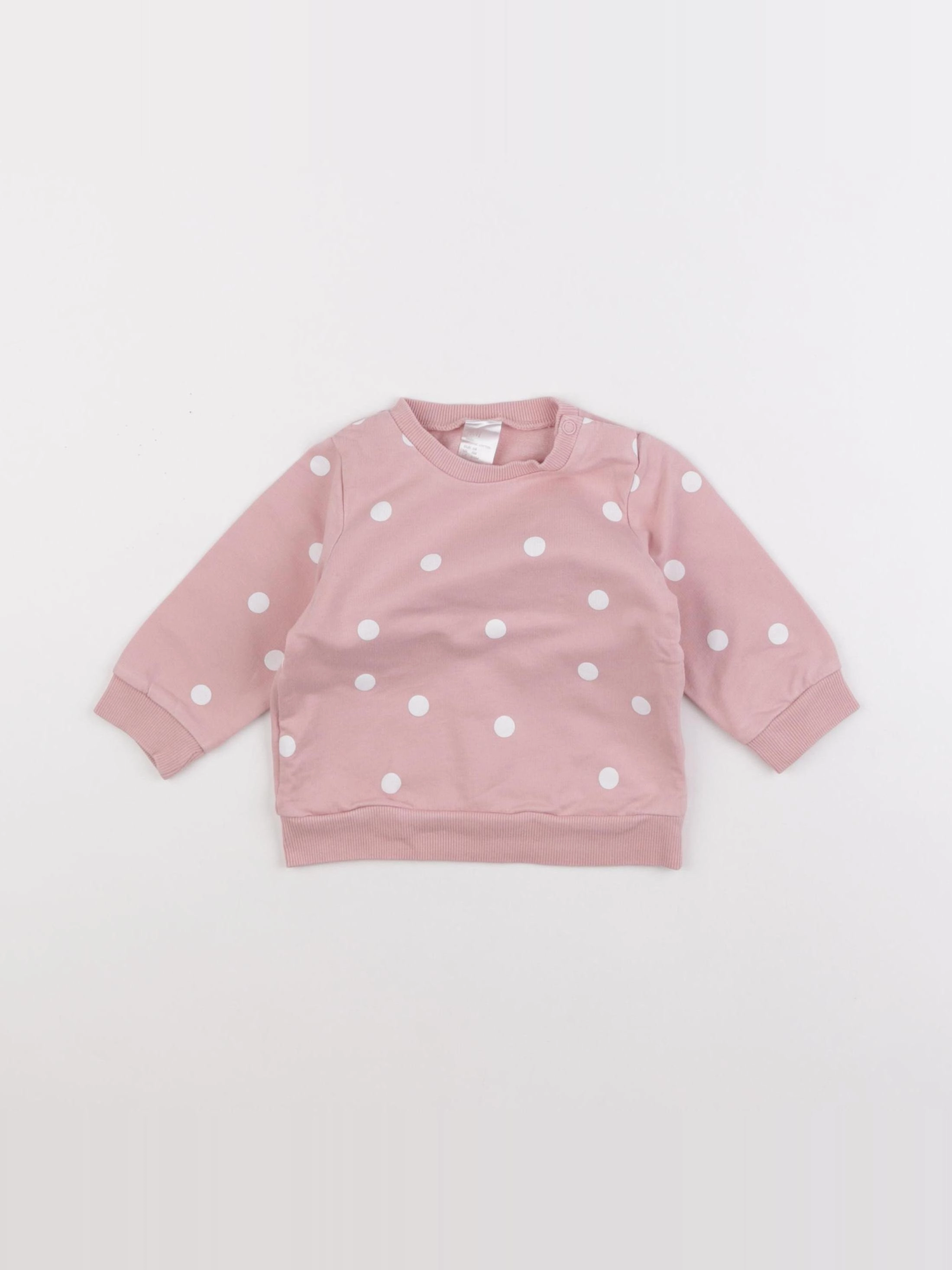 H&M - sweat rose, blanc - 6 mois