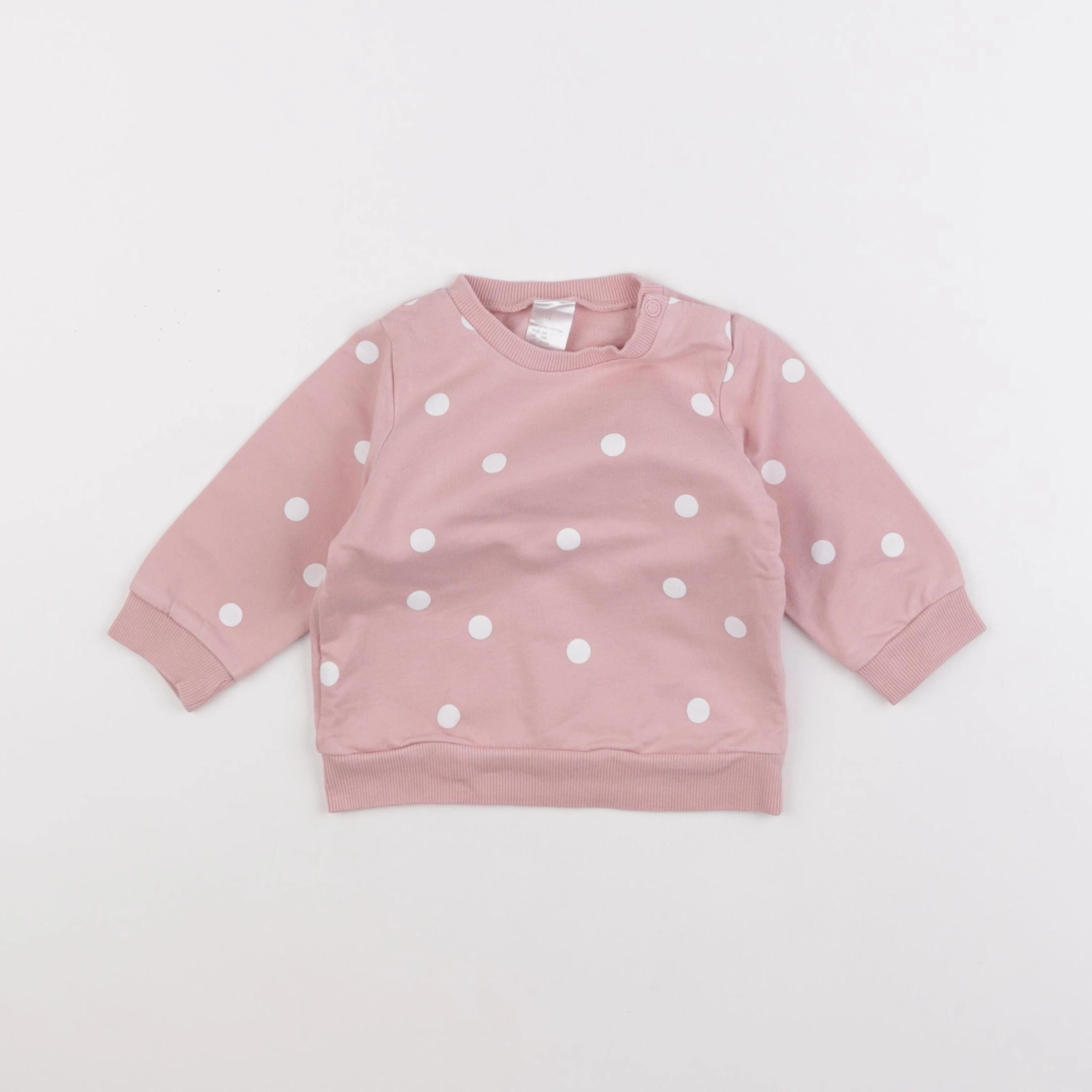 H&M - sweat rose, blanc - 6 mois