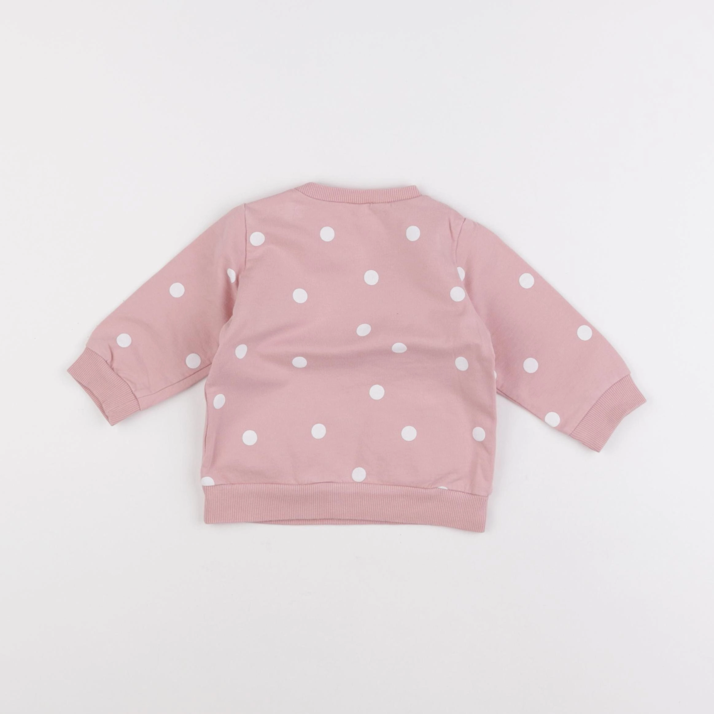H&M - sweat rose, blanc - 6 mois