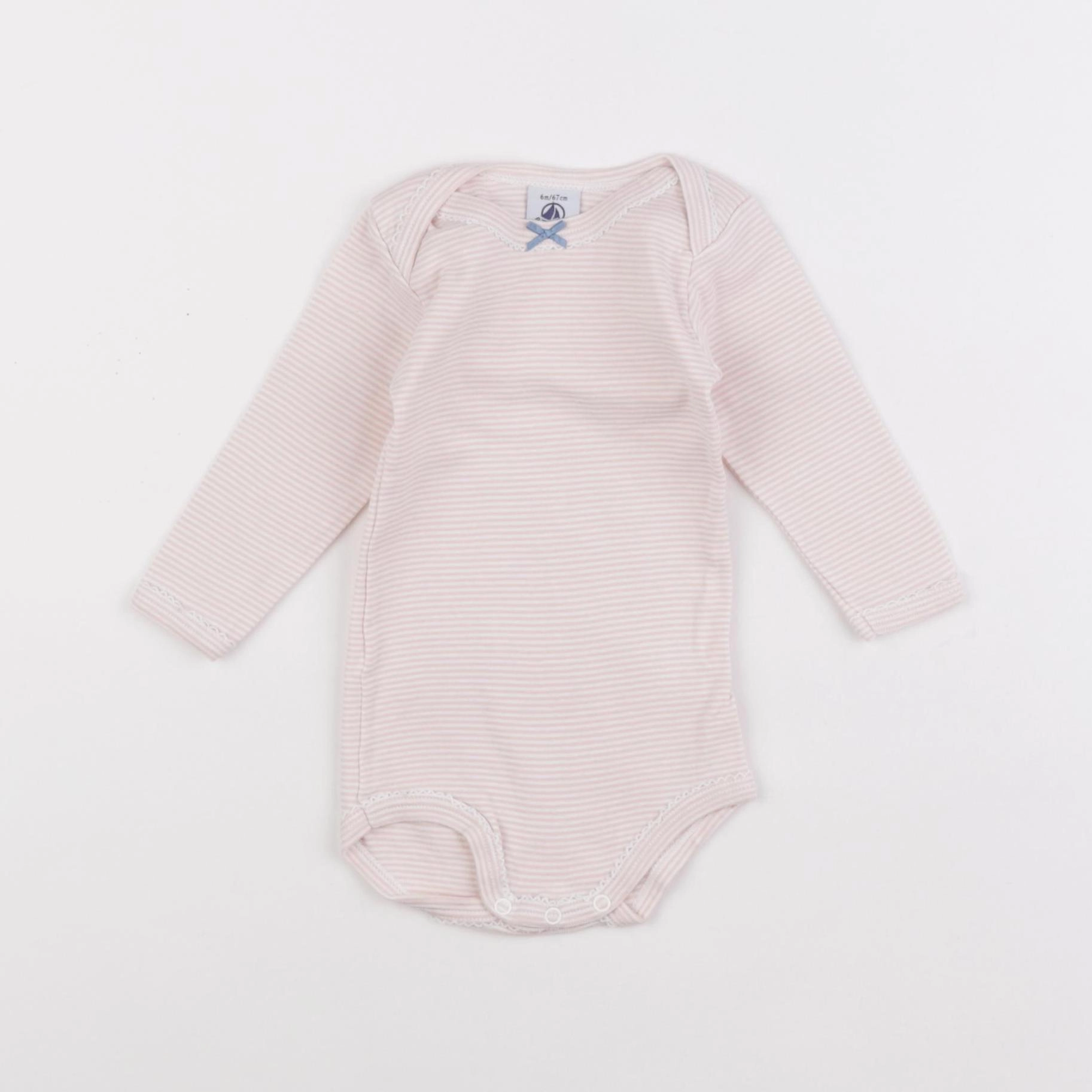 Petit Bateau - body rose, blanc - 6 mois