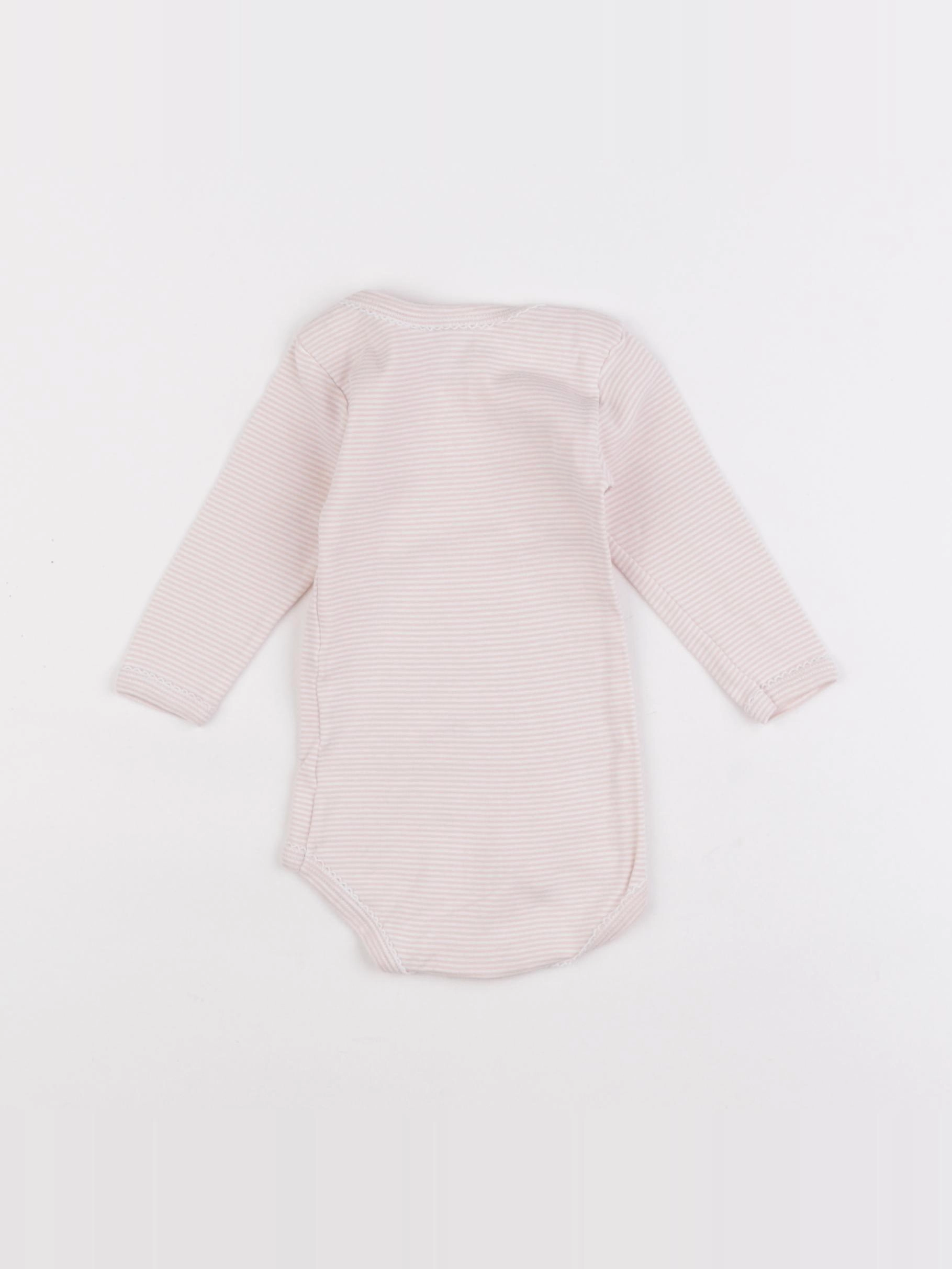 Petit Bateau - body rose, blanc - 6 mois