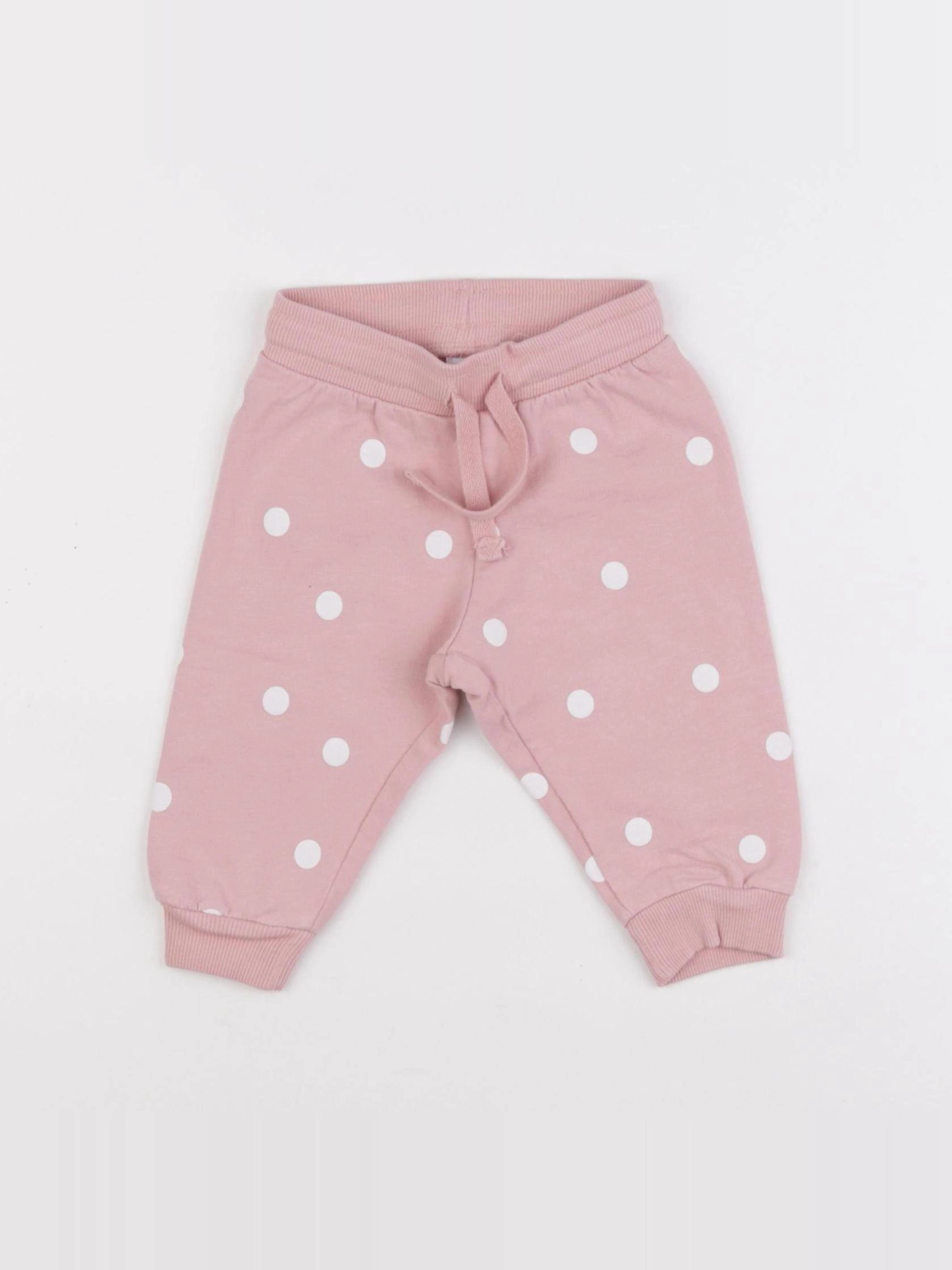 H&M - jogging rose, blanc - 6 mois
