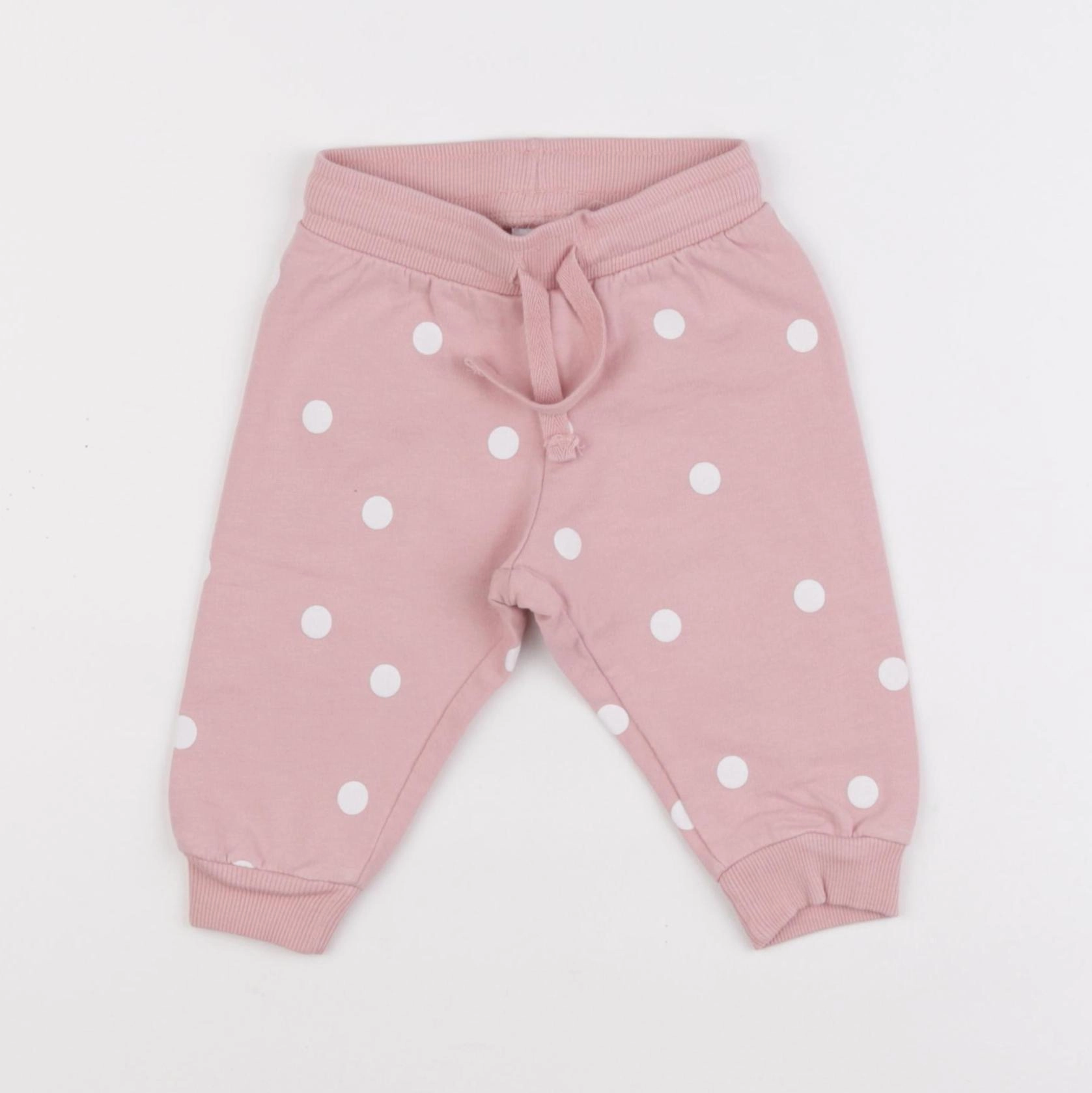 H&M - jogging rose, blanc - 6 mois