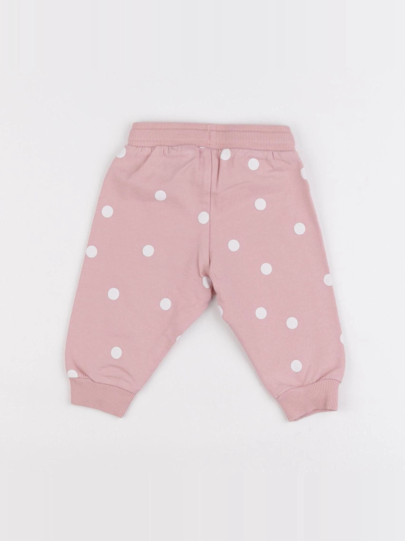 H&M - jogging rose, blanc - 6 mois