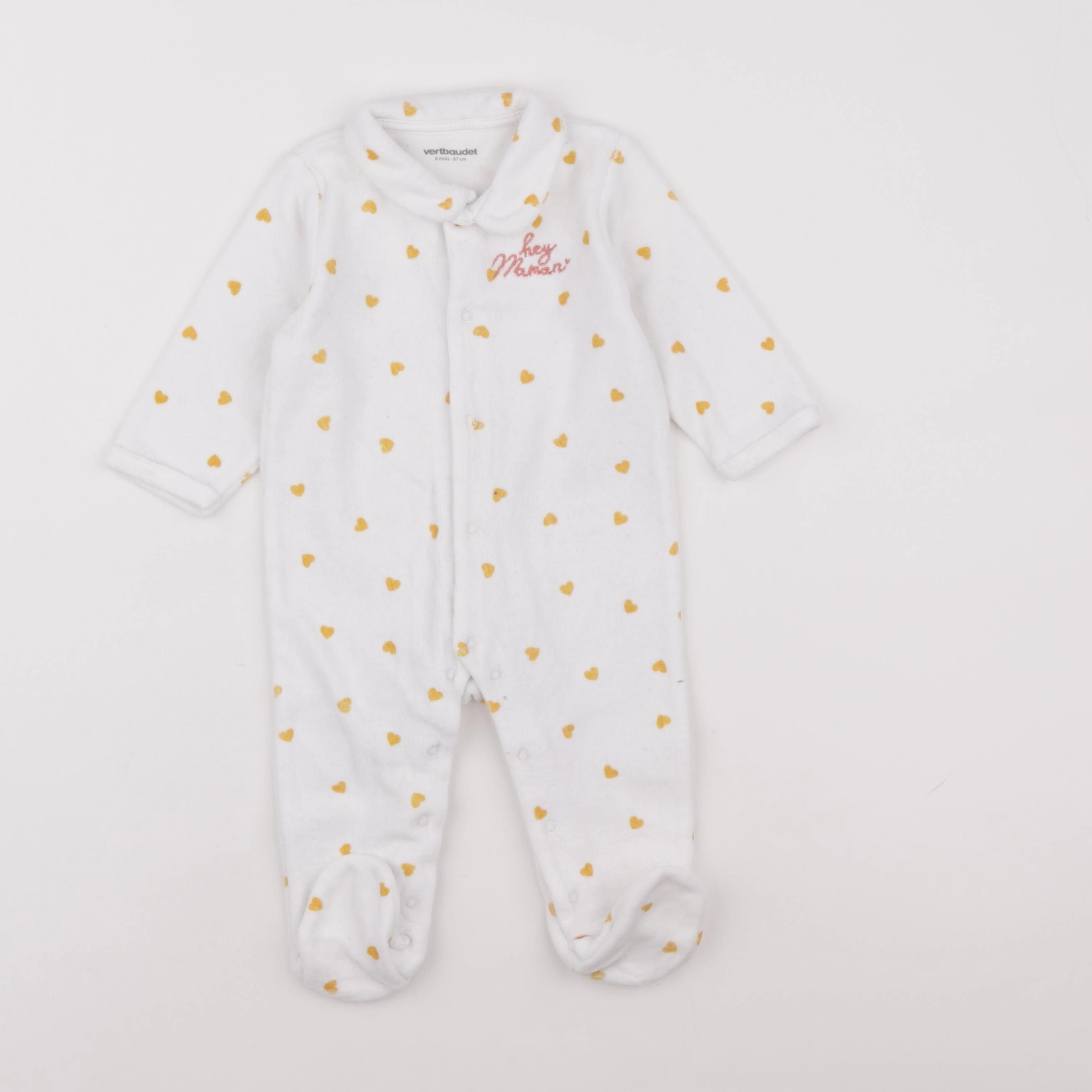 Vertbaudet - pyjama velours blanc - 6 mois