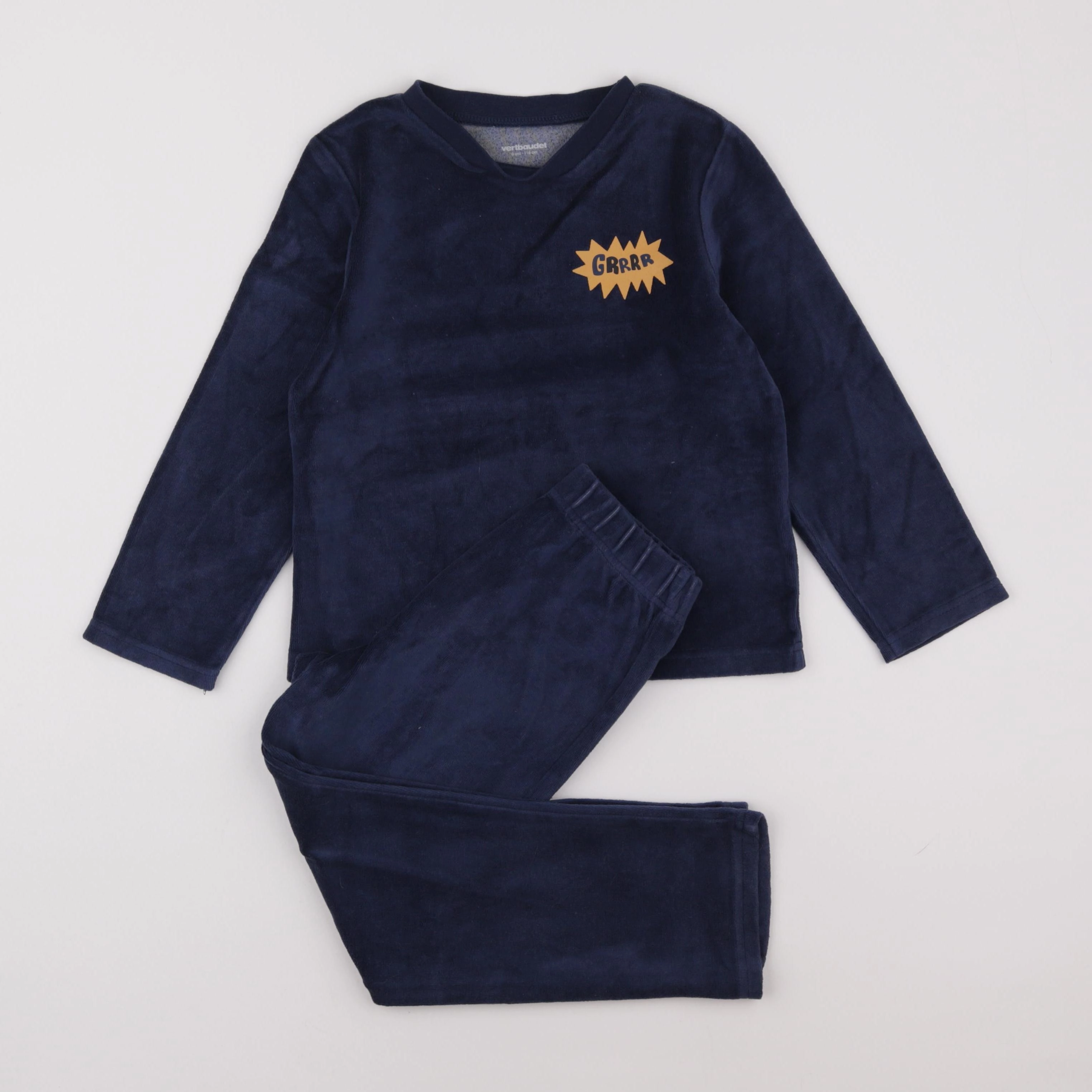 Vertbaudet - pyjama velours bleu - 6 ans