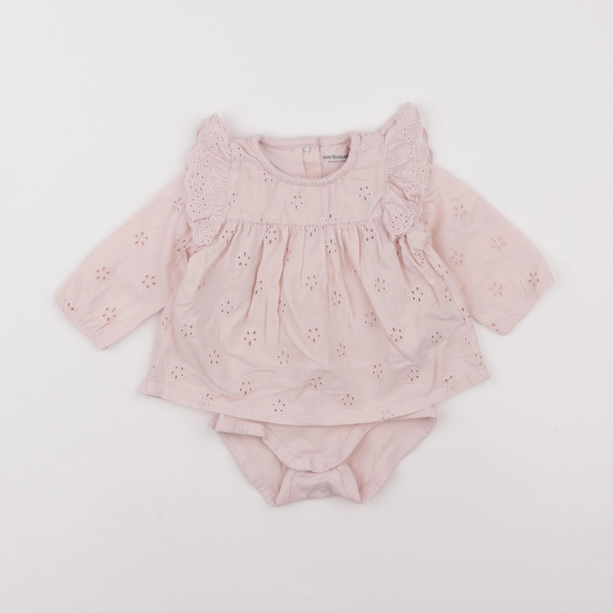 Vertbaudet - body blouse rose - 6 mois