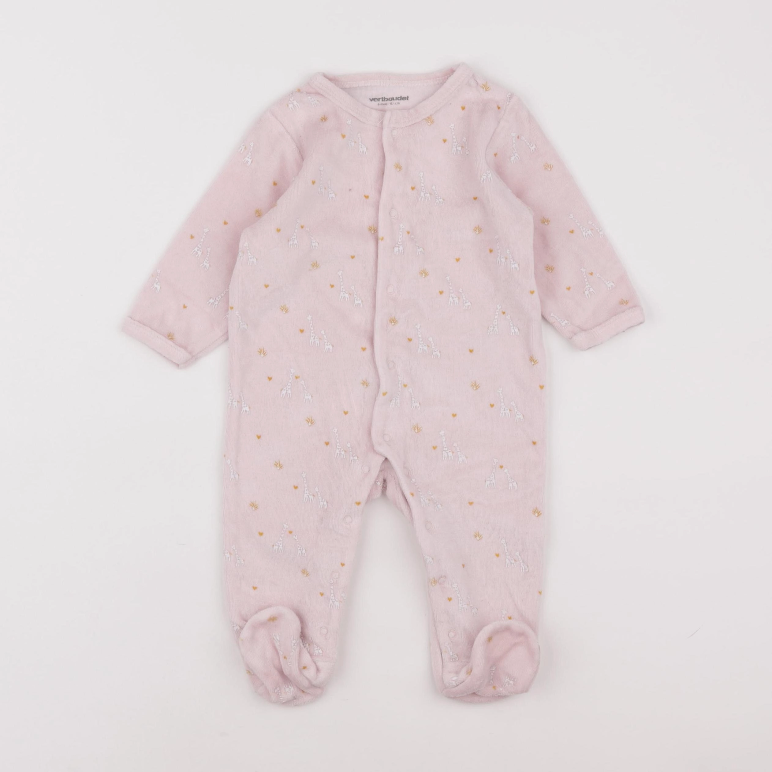 Vertbaudet - pyjama velours rose - 6 mois