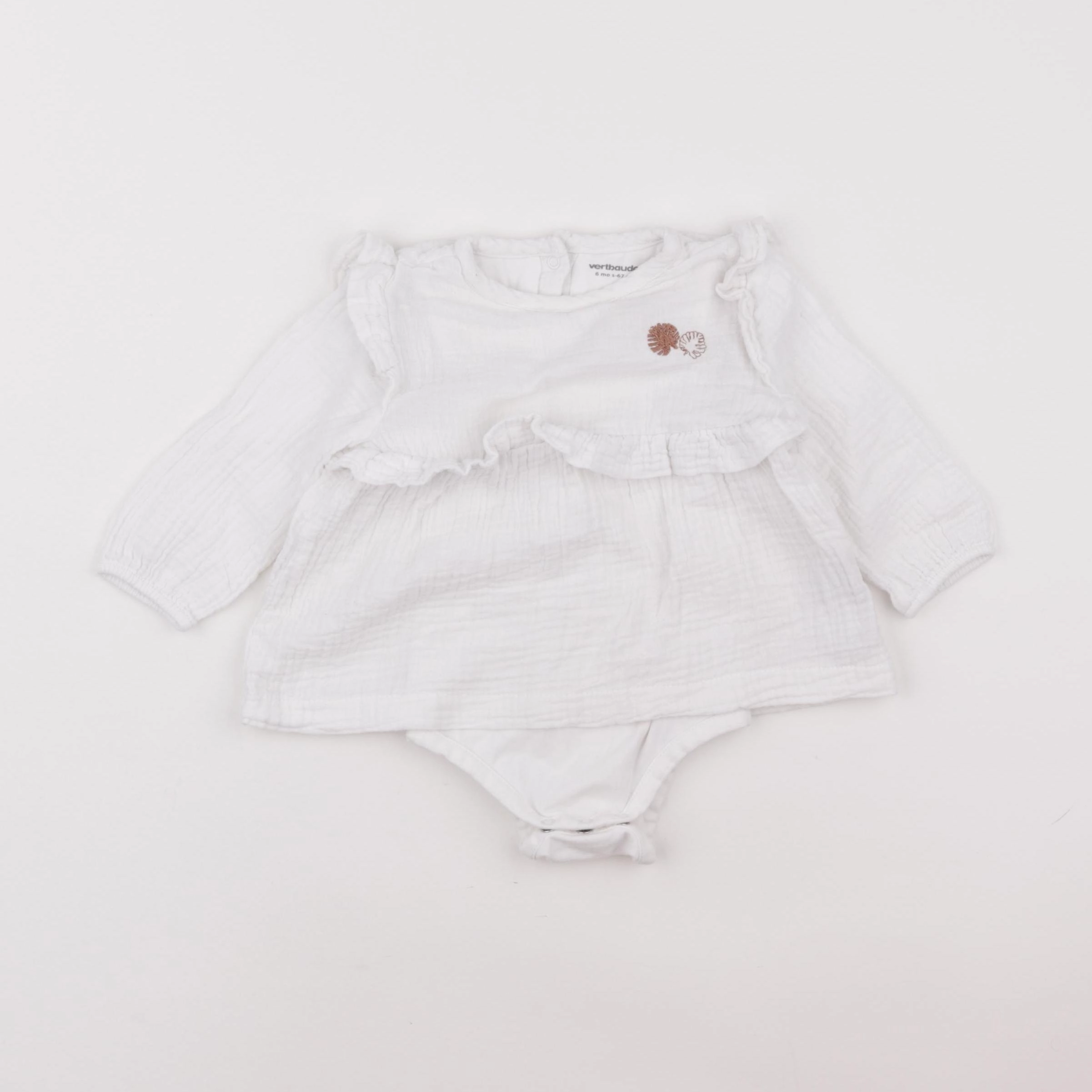 Vertbaudet - body blouse blanc - 6 mois