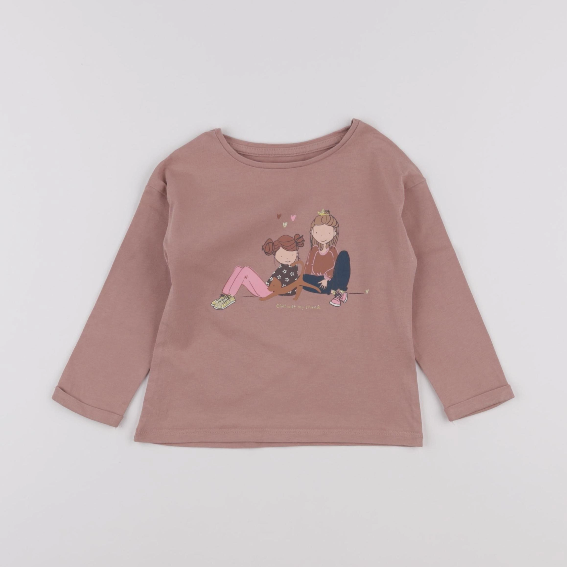 Vertbaudet - tee-shirt rose - 2 ans