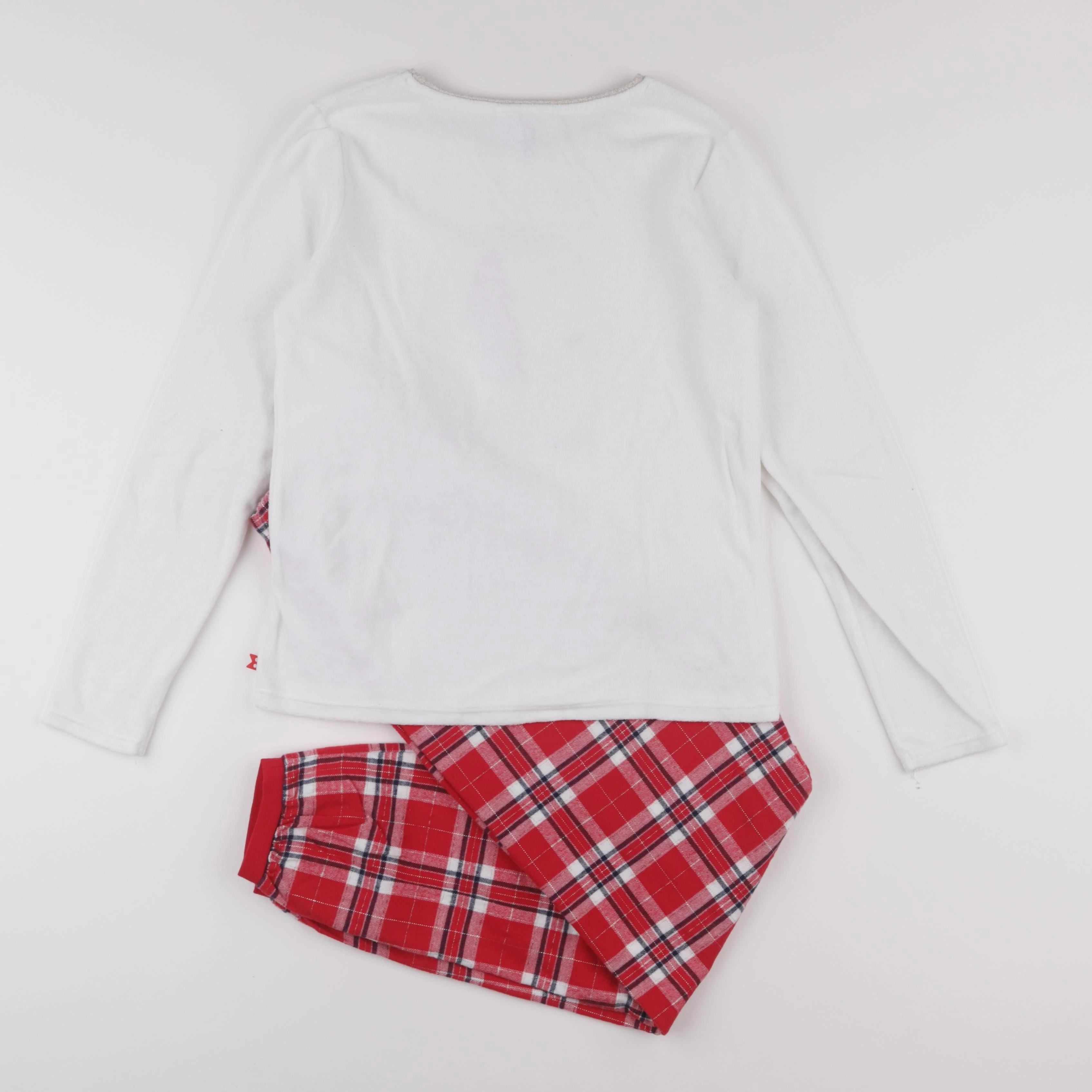 Okaidi - pyjama velours rouge, blanc - 12 ans