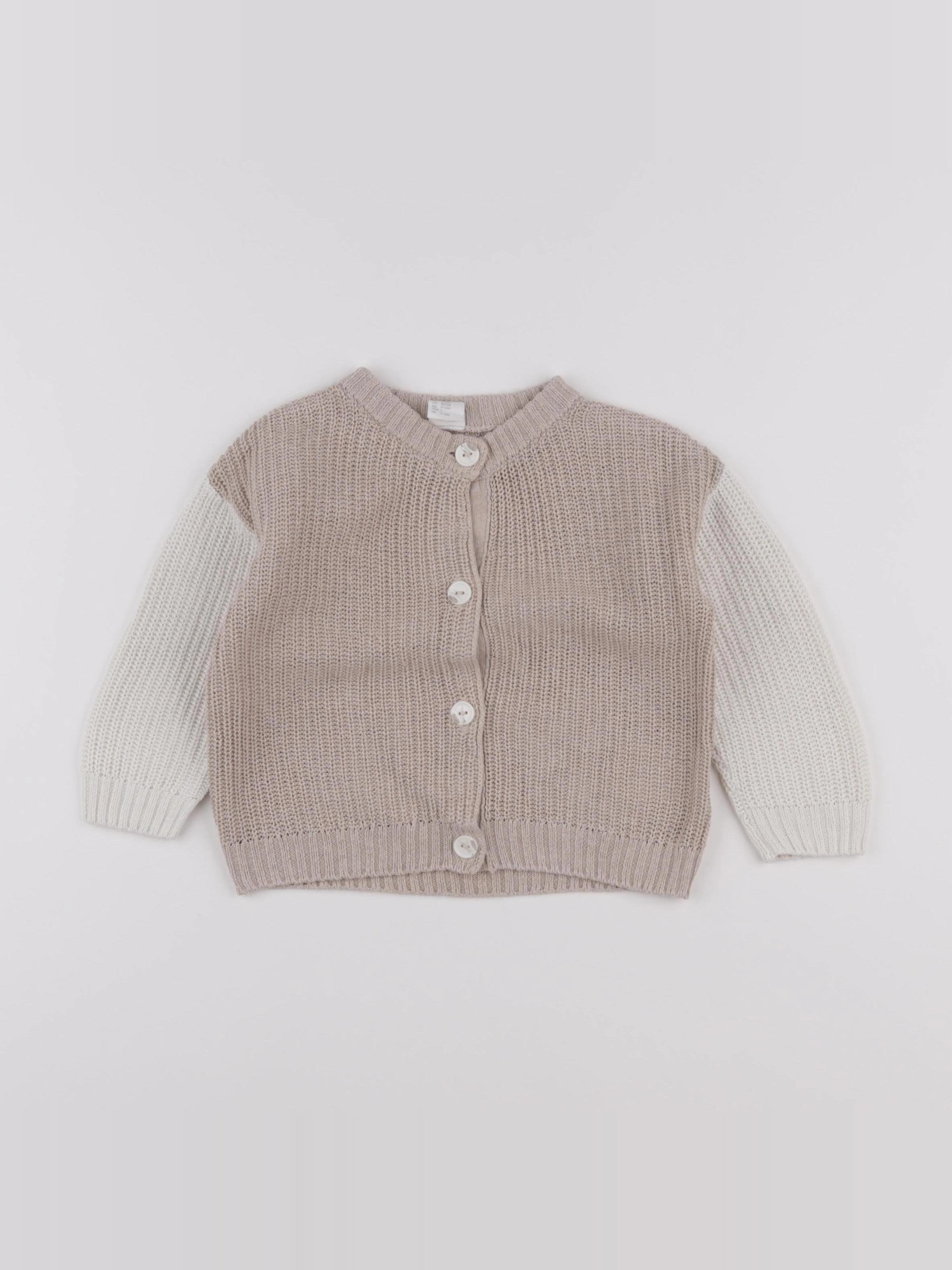 H&M - gilet marron, beige - 9/12 mois