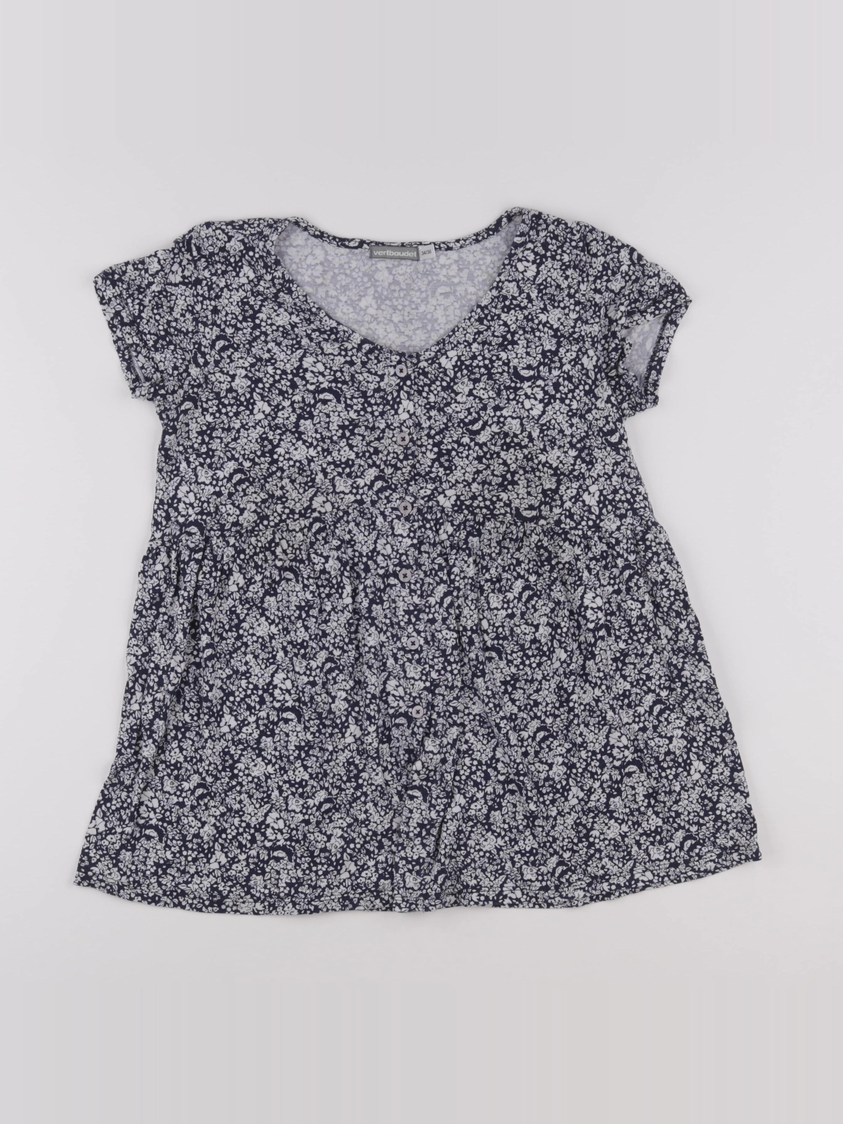 Vertbaudet - tee-shirt grossesse bleu, blanc - 34 à 36