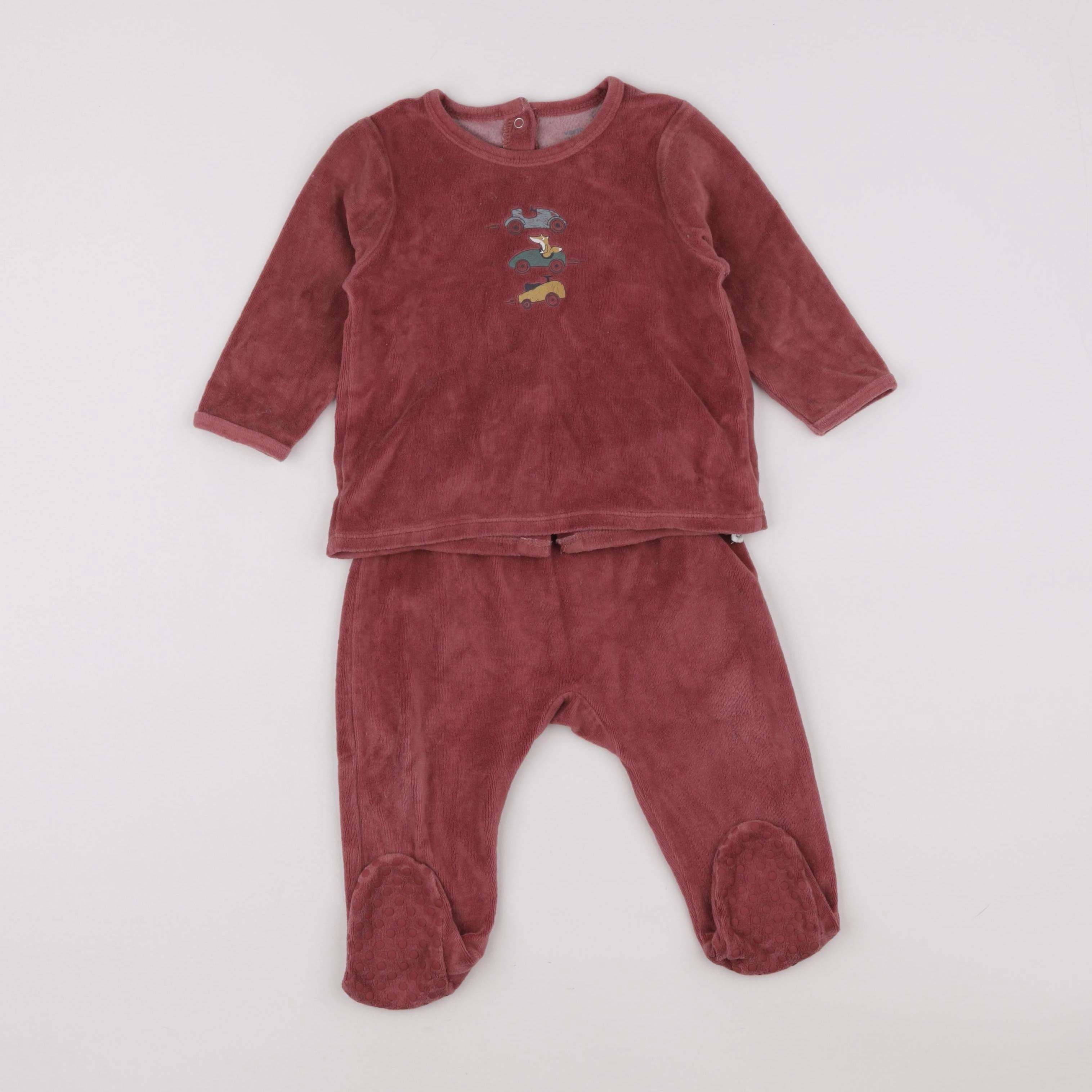 Vertbaudet - pyjama velours rose - 12 mois