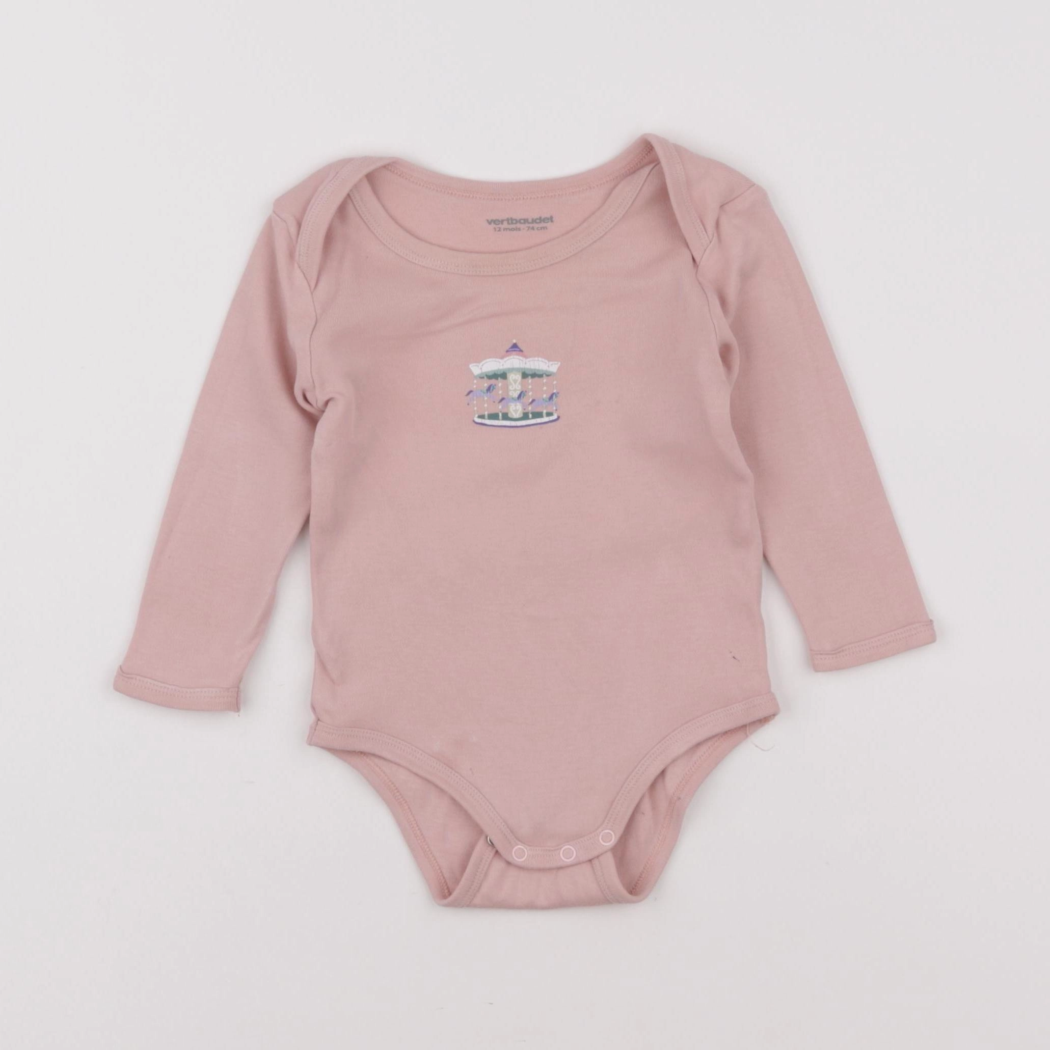 Vertbaudet - body rose - 12 mois