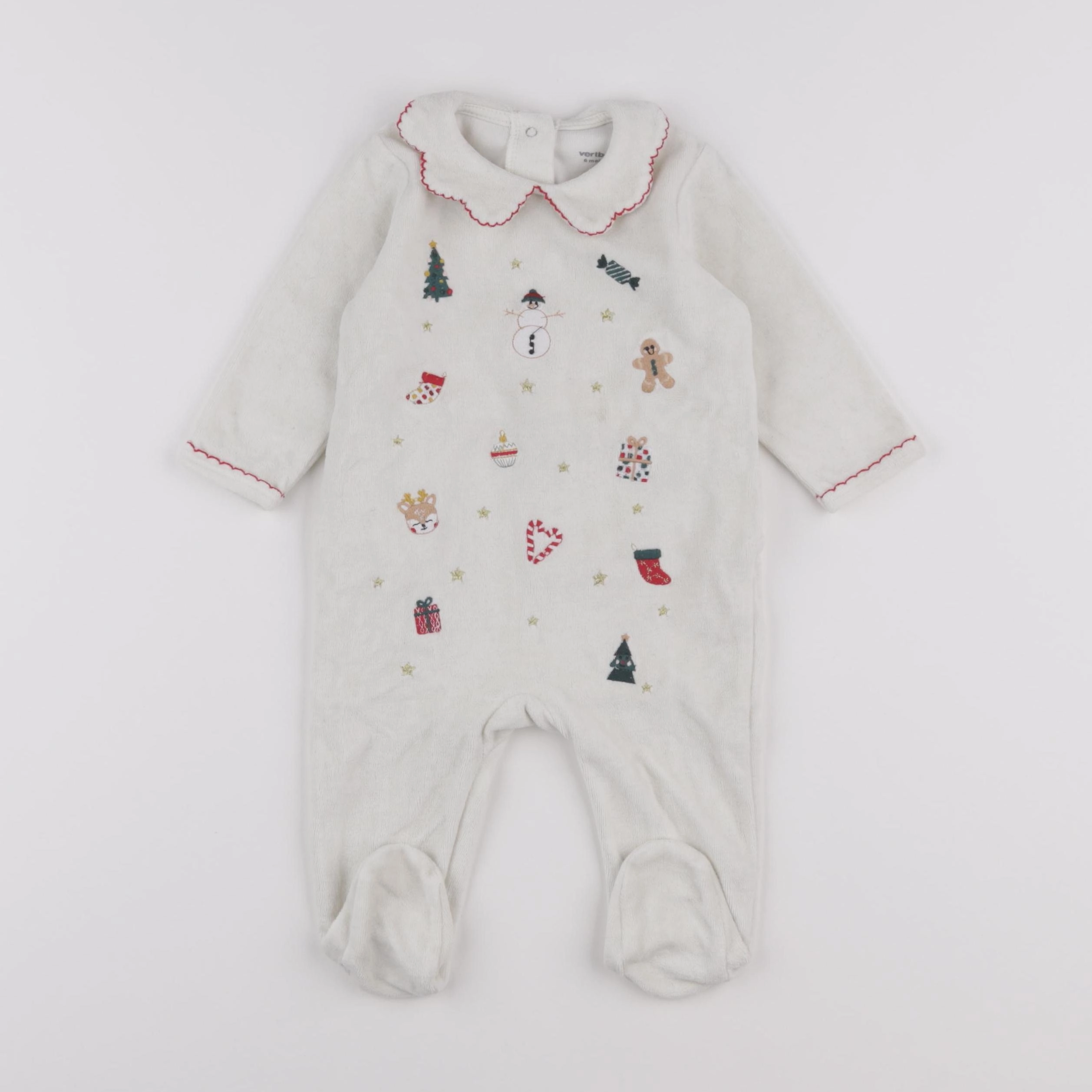Vertbaudet - pyjama velours blanc - 6 mois
