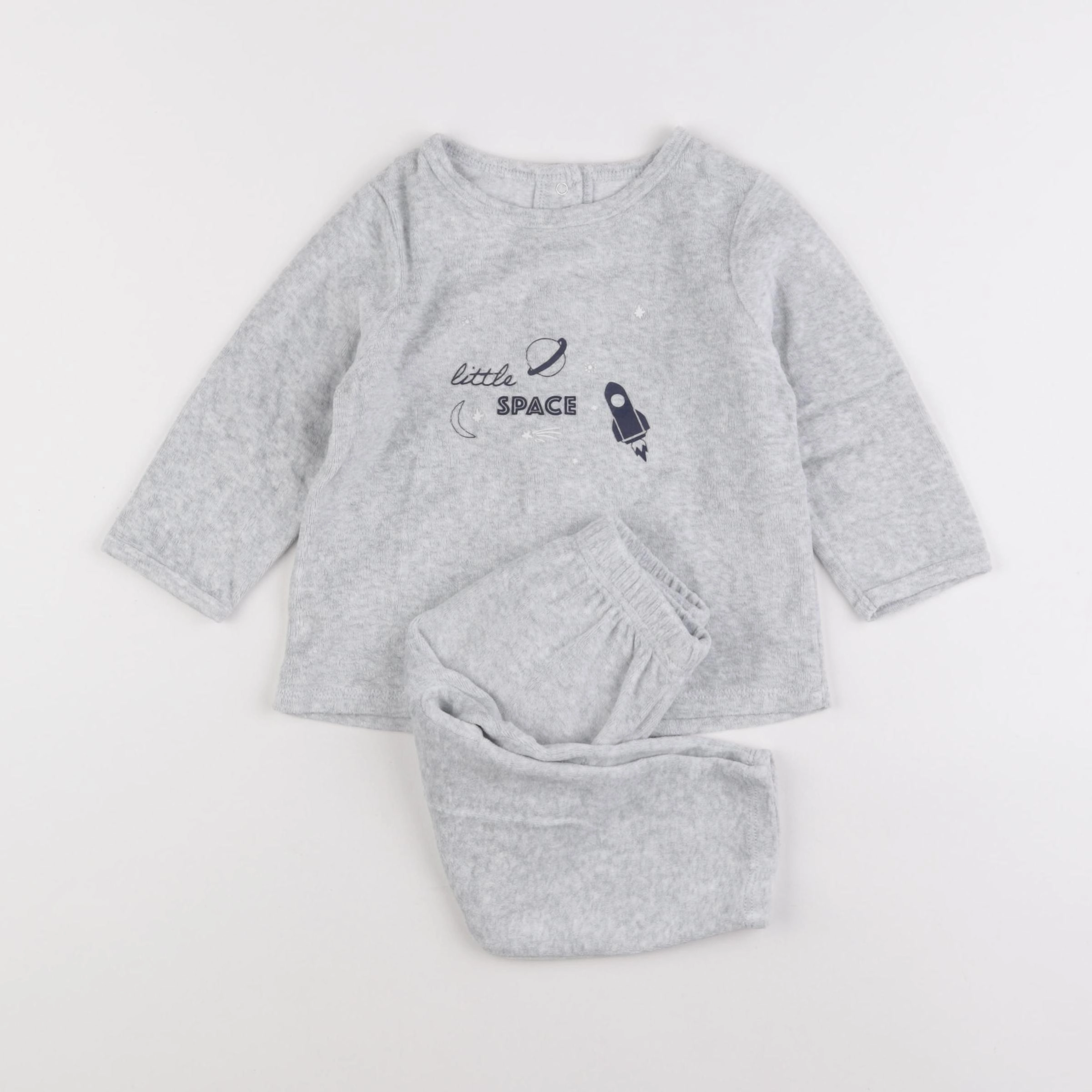 Vertbaudet - pyjama velours gris - 18 mois