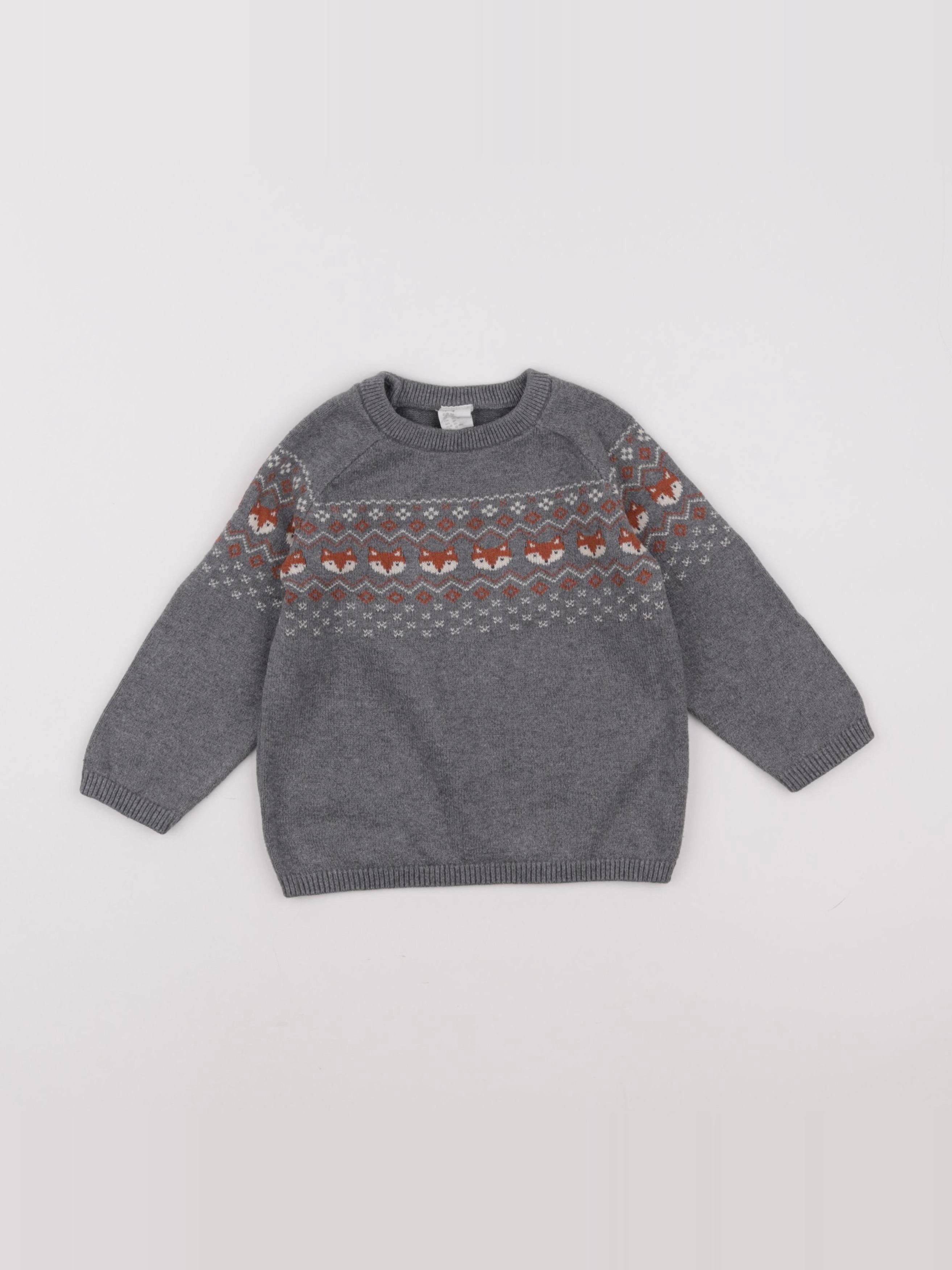 H&M - pull gris - 12/18 mois