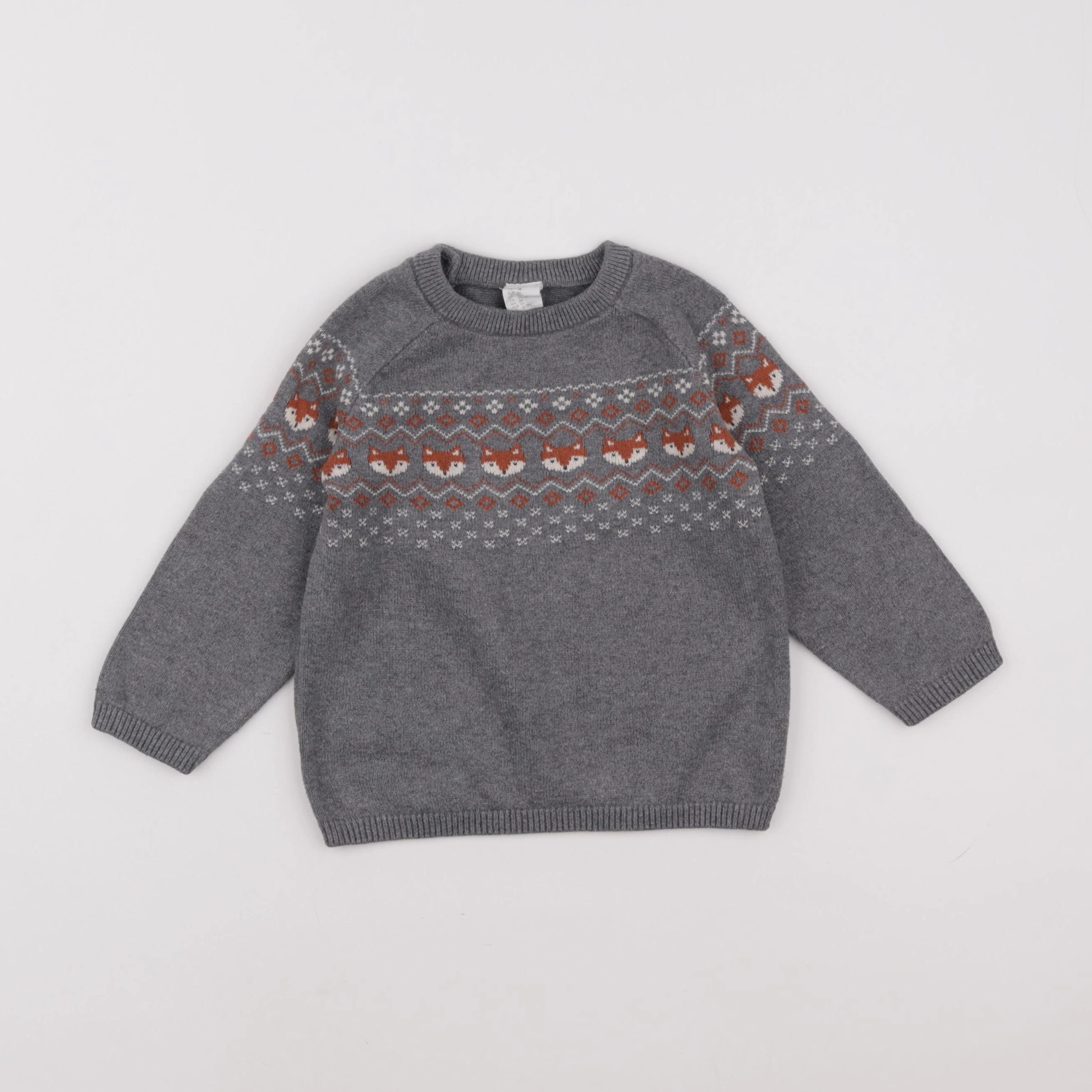 H&M - pull gris - 12/18 mois