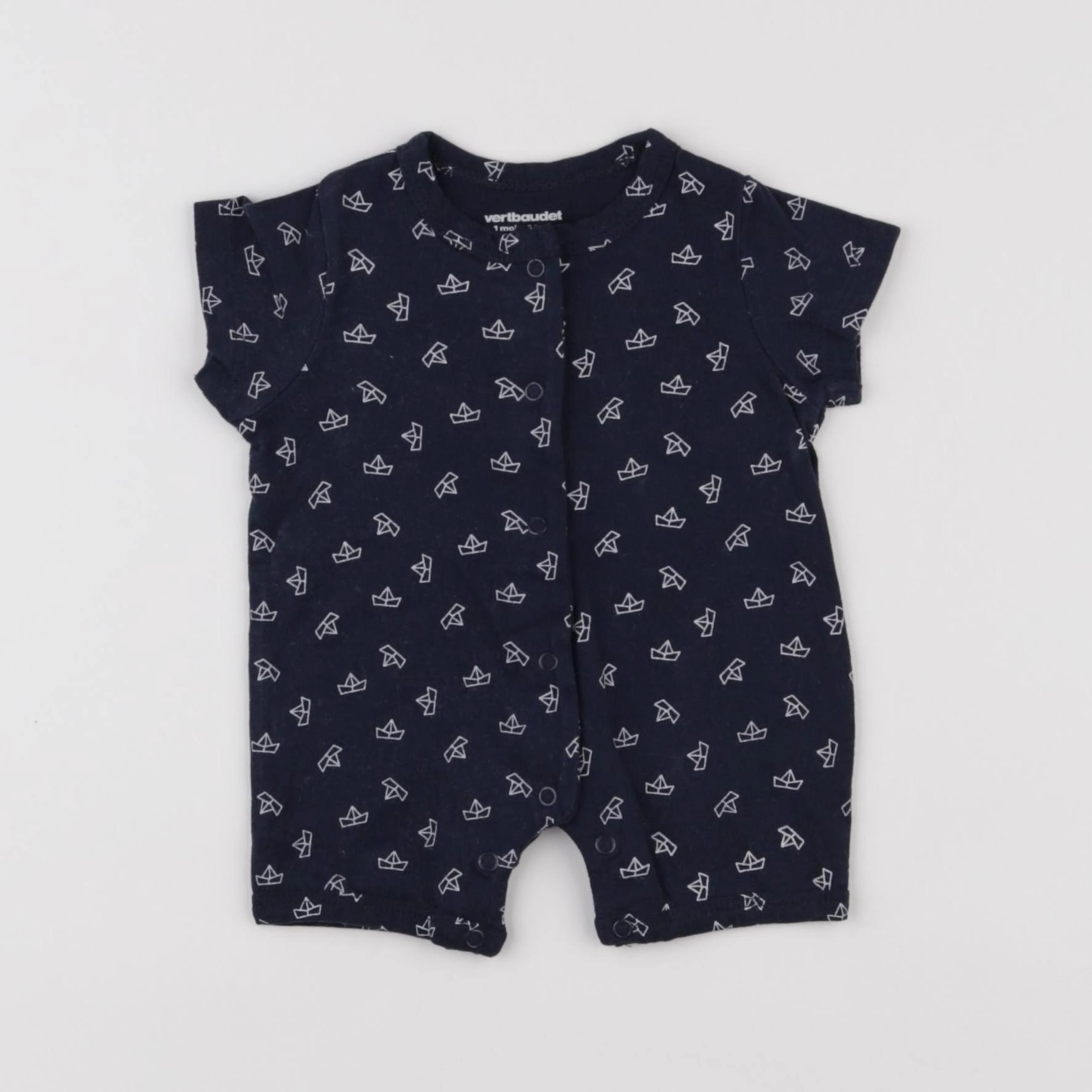 Vertbaudet - pyjama coton blanc, bleu - 1 mois