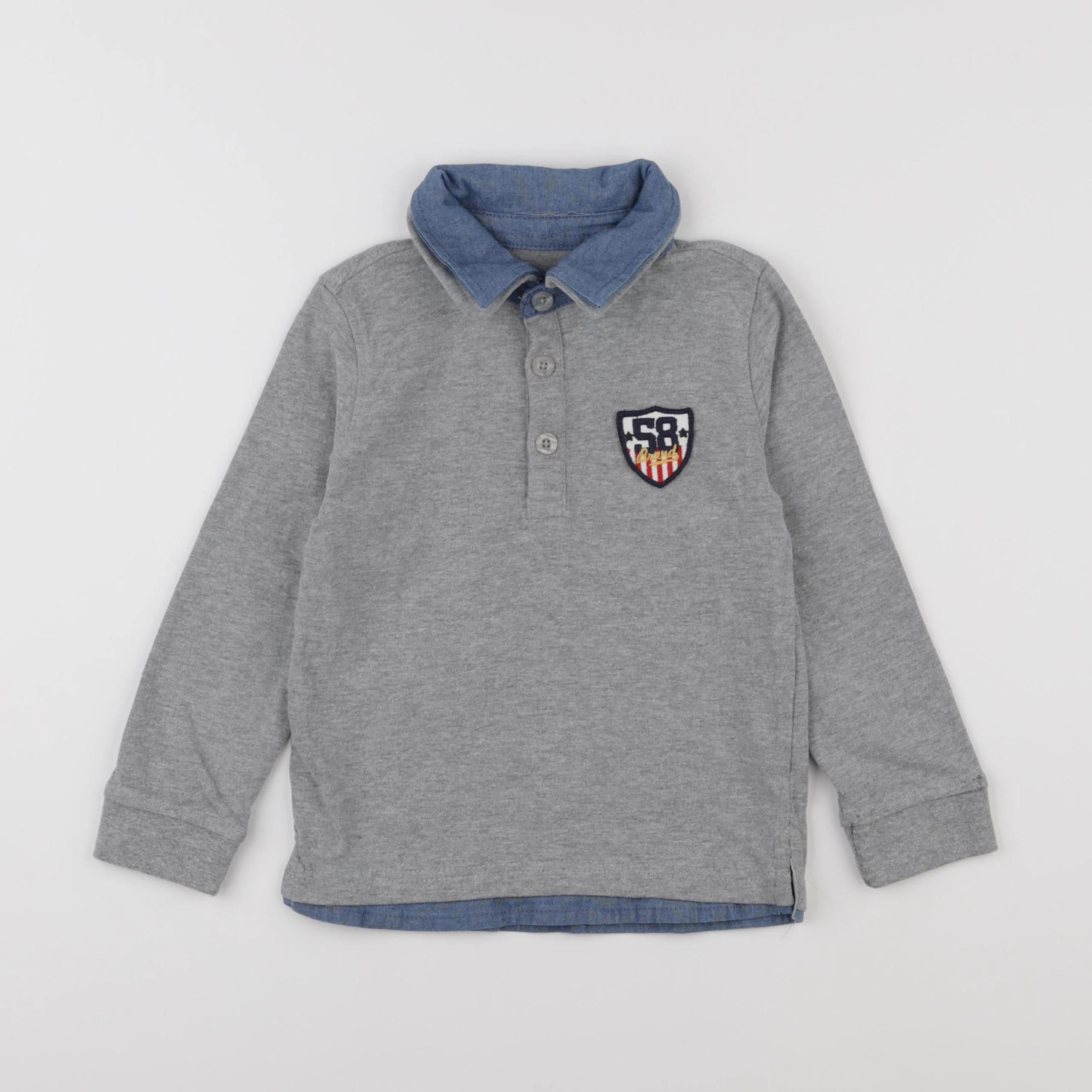 Vertbaudet - polo gris - 5 ans