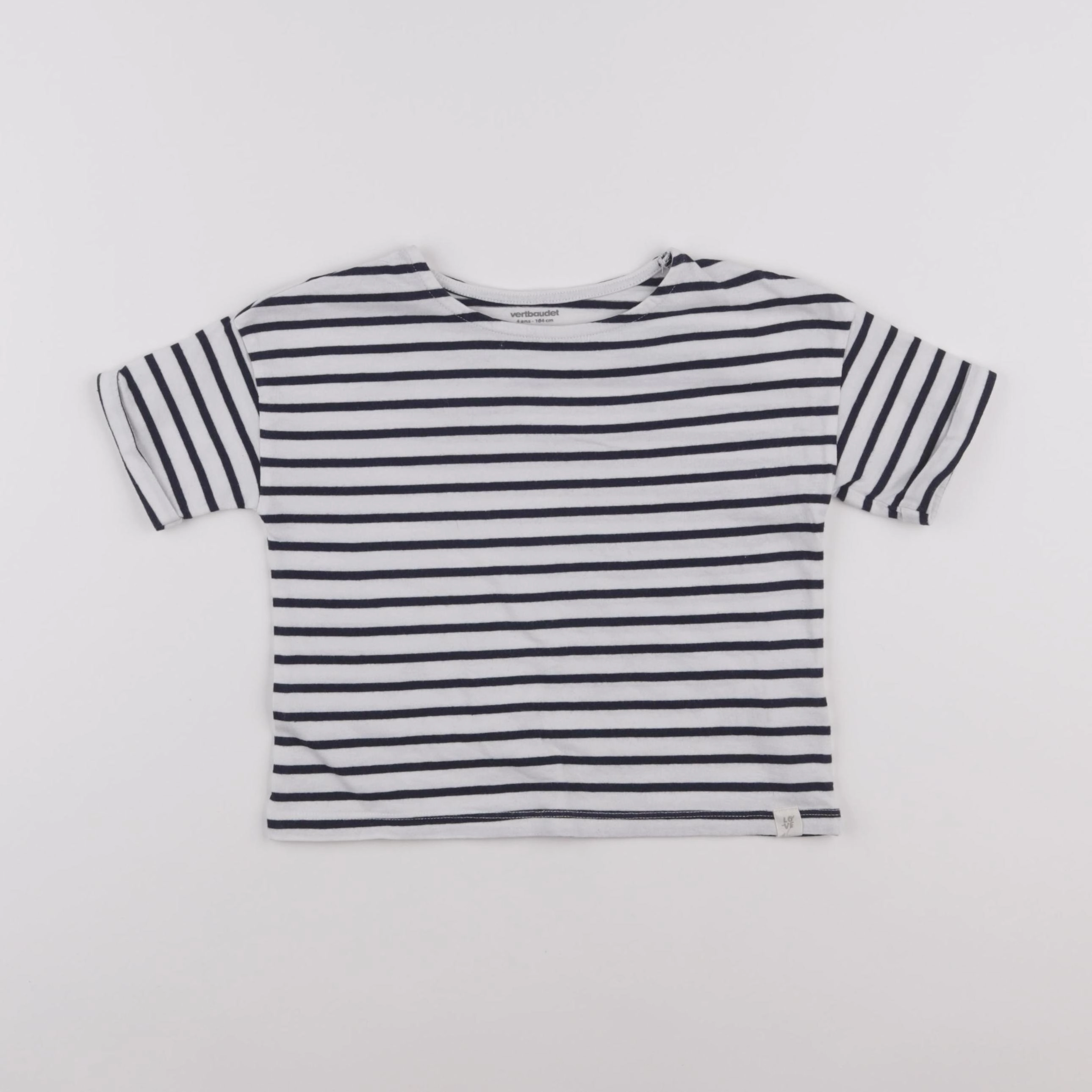 Vertbaudet - tee-shirt blanc, bleu - 4 ans