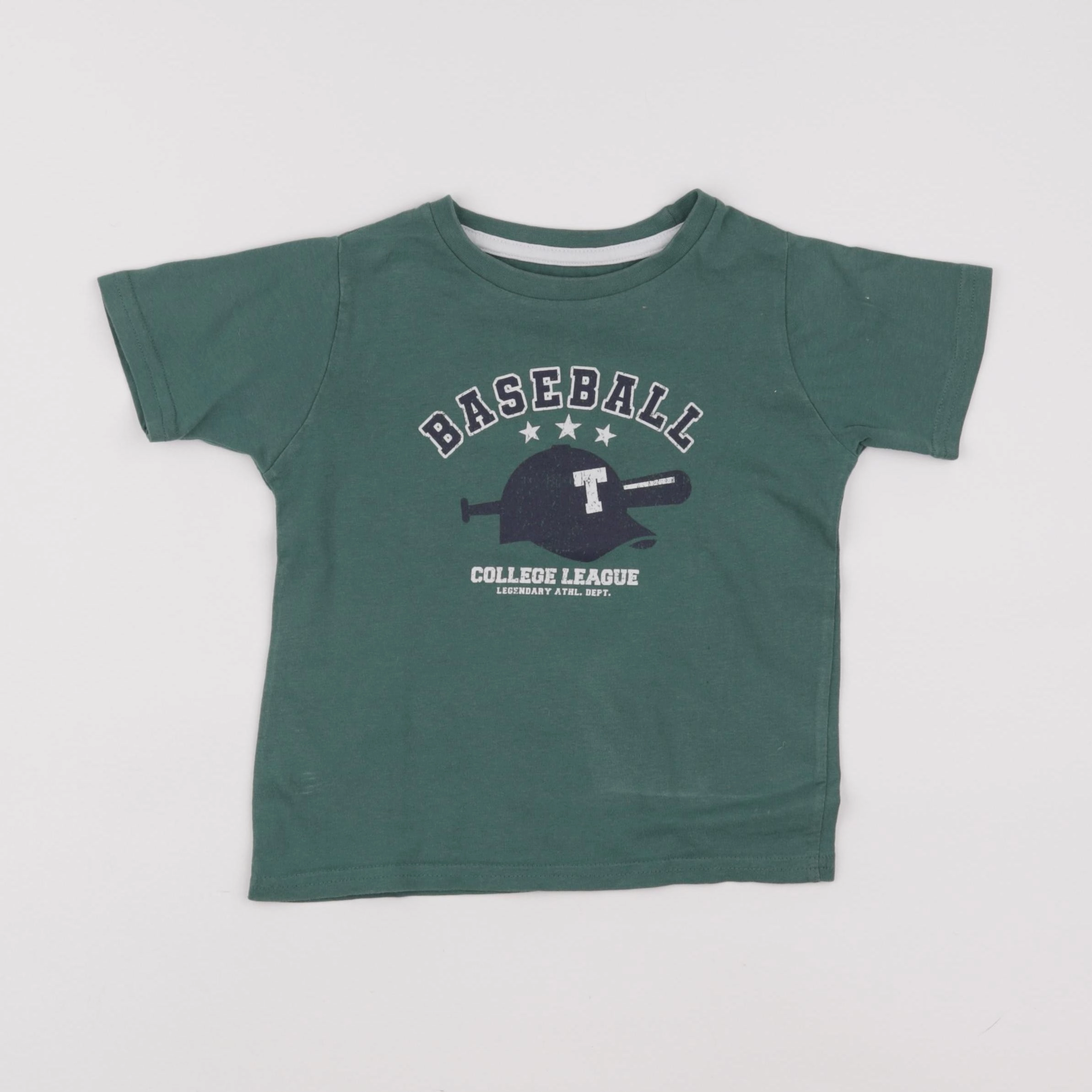 Vertbaudet - tee-shirt velours vert - 4 ans