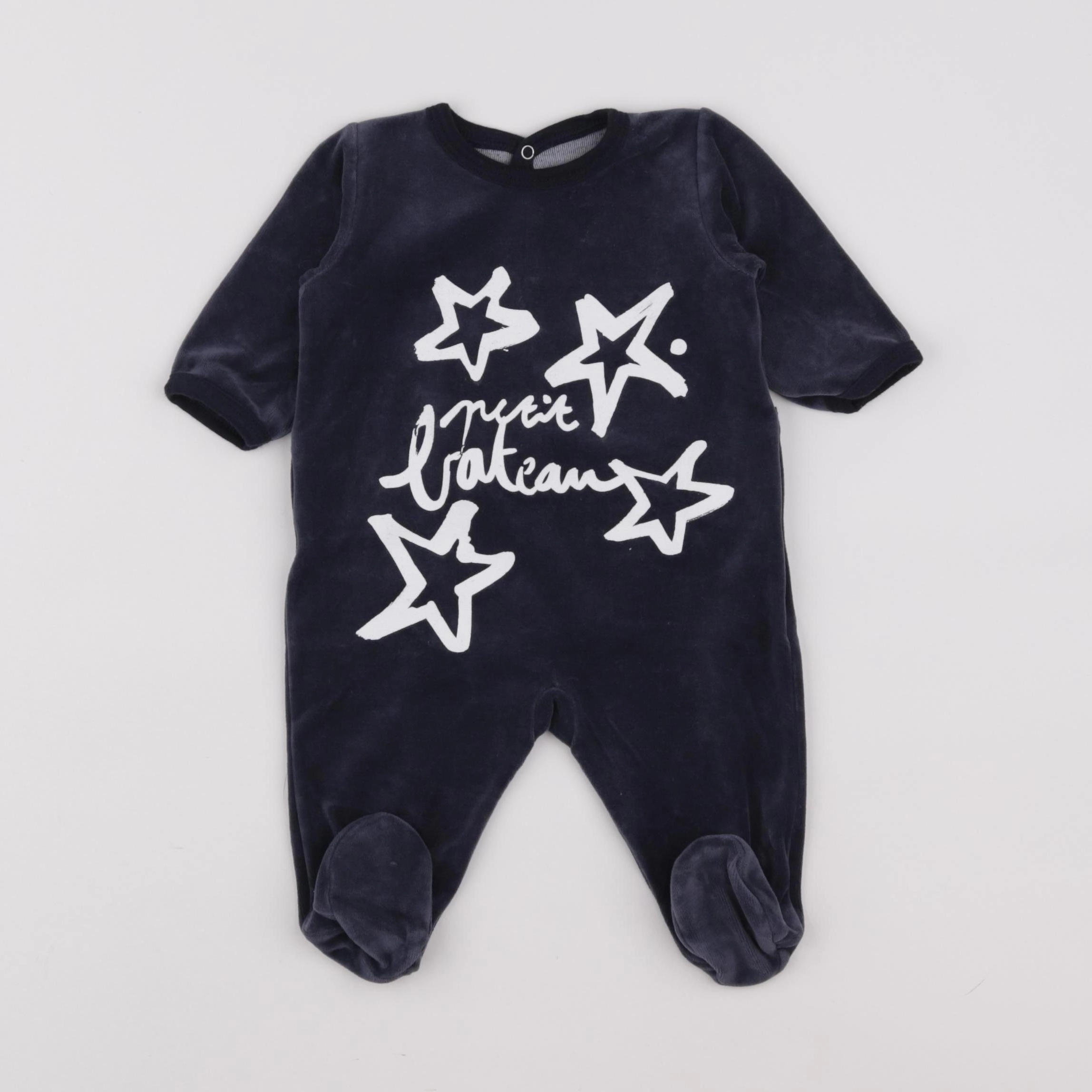 Petit Bateau - pyjama velours bleu - 3 mois