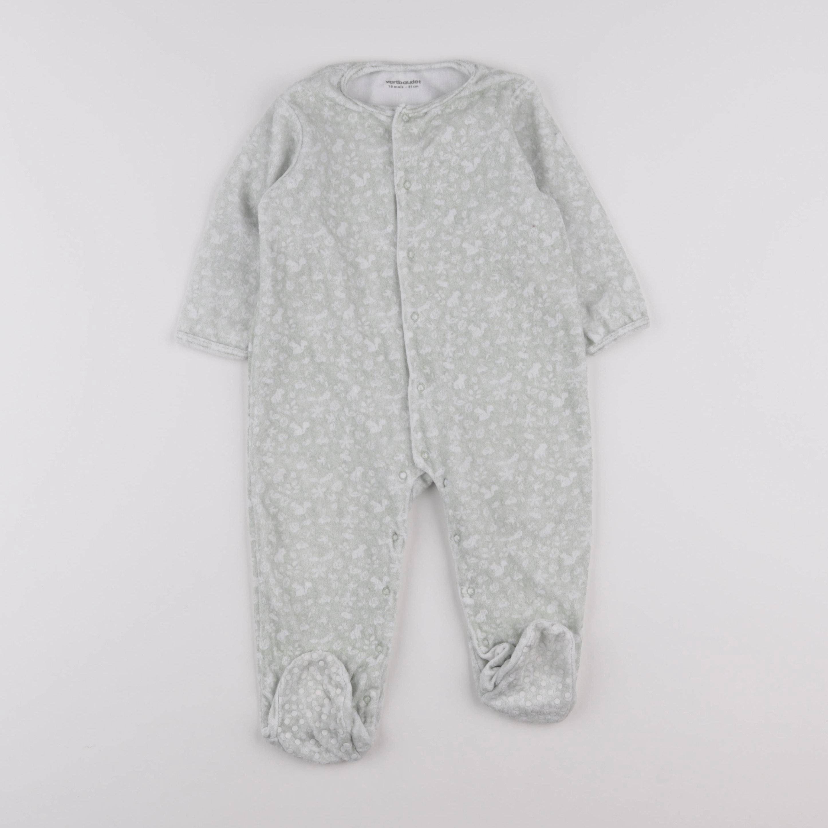 Vertbaudet - pyjama velours vert - 18 mois