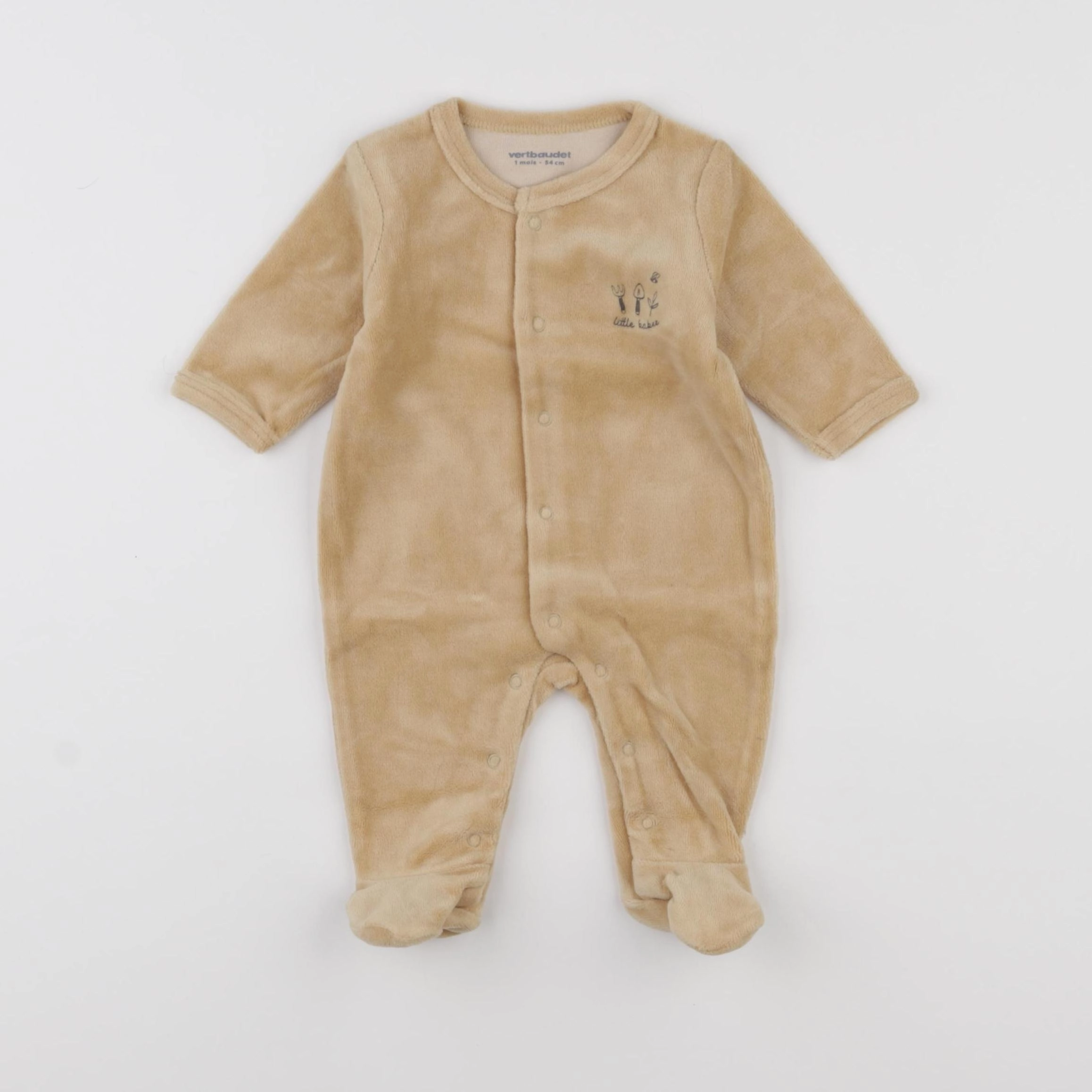 Vertbaudet - pyjama velours beige - 1 mois